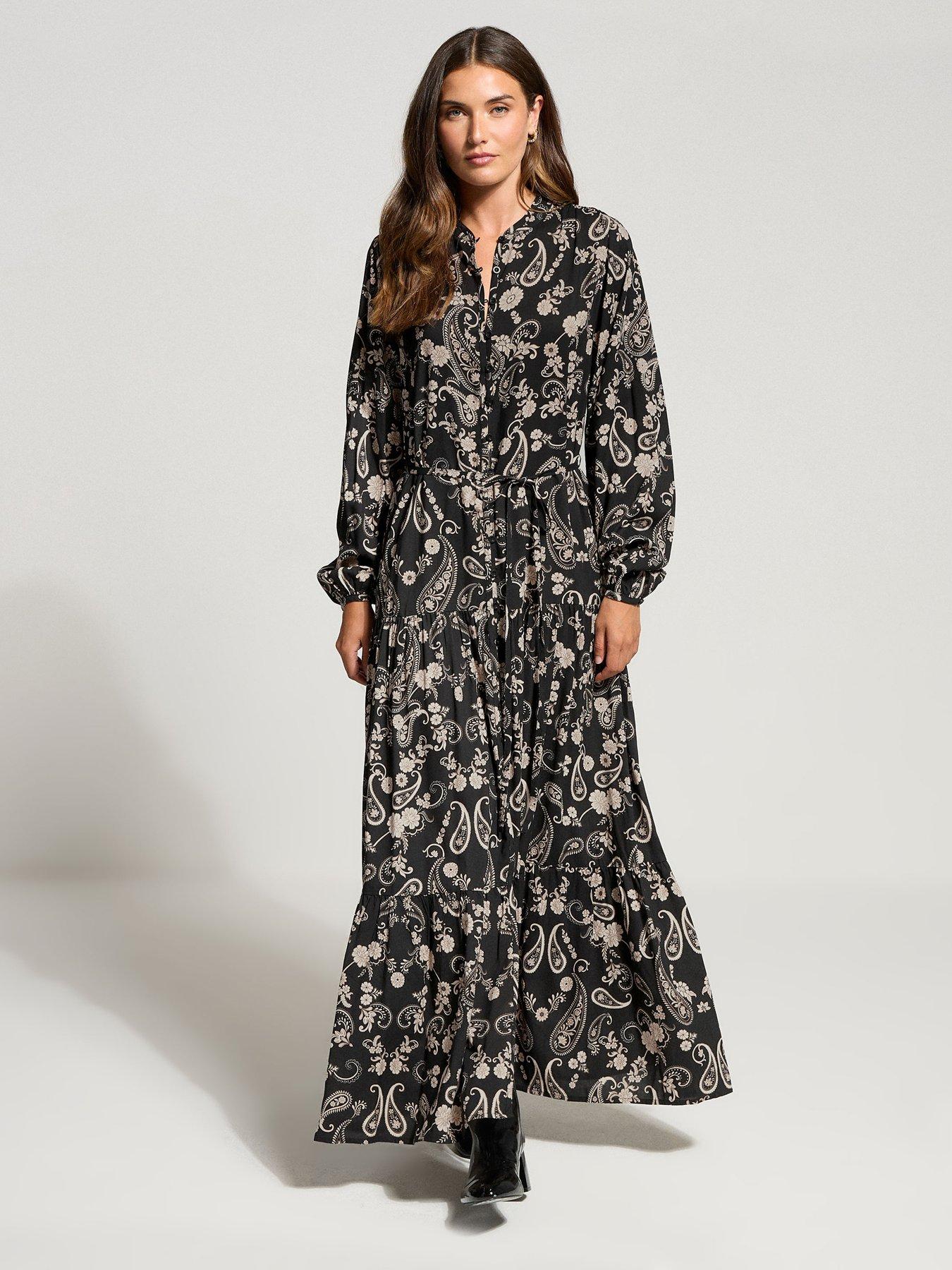 undefined Tie Waist Maxi Dress - Black
