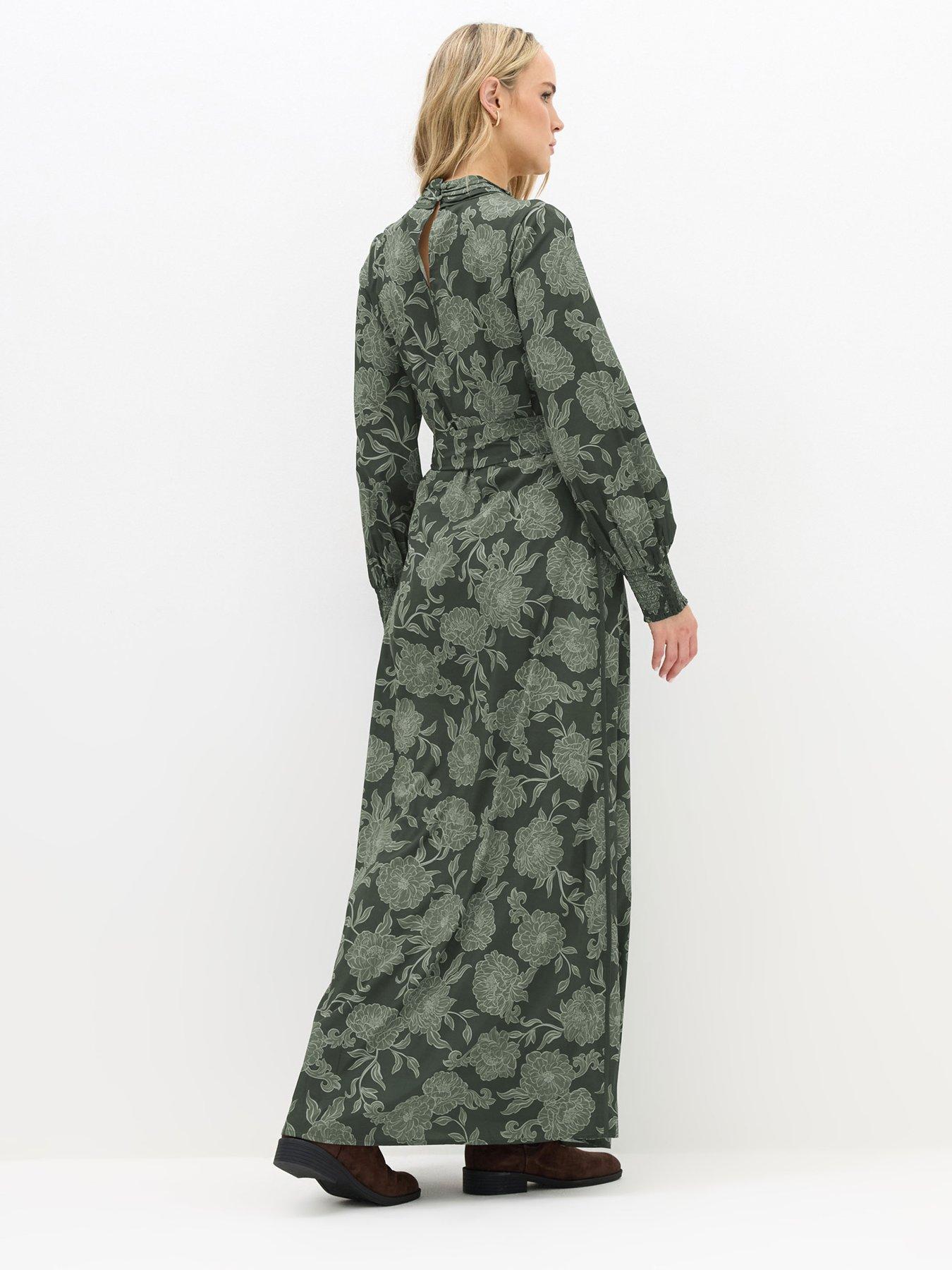 Image 2 of 4 of Long Tall Sally High Neck Floral Maxi Dress - Green