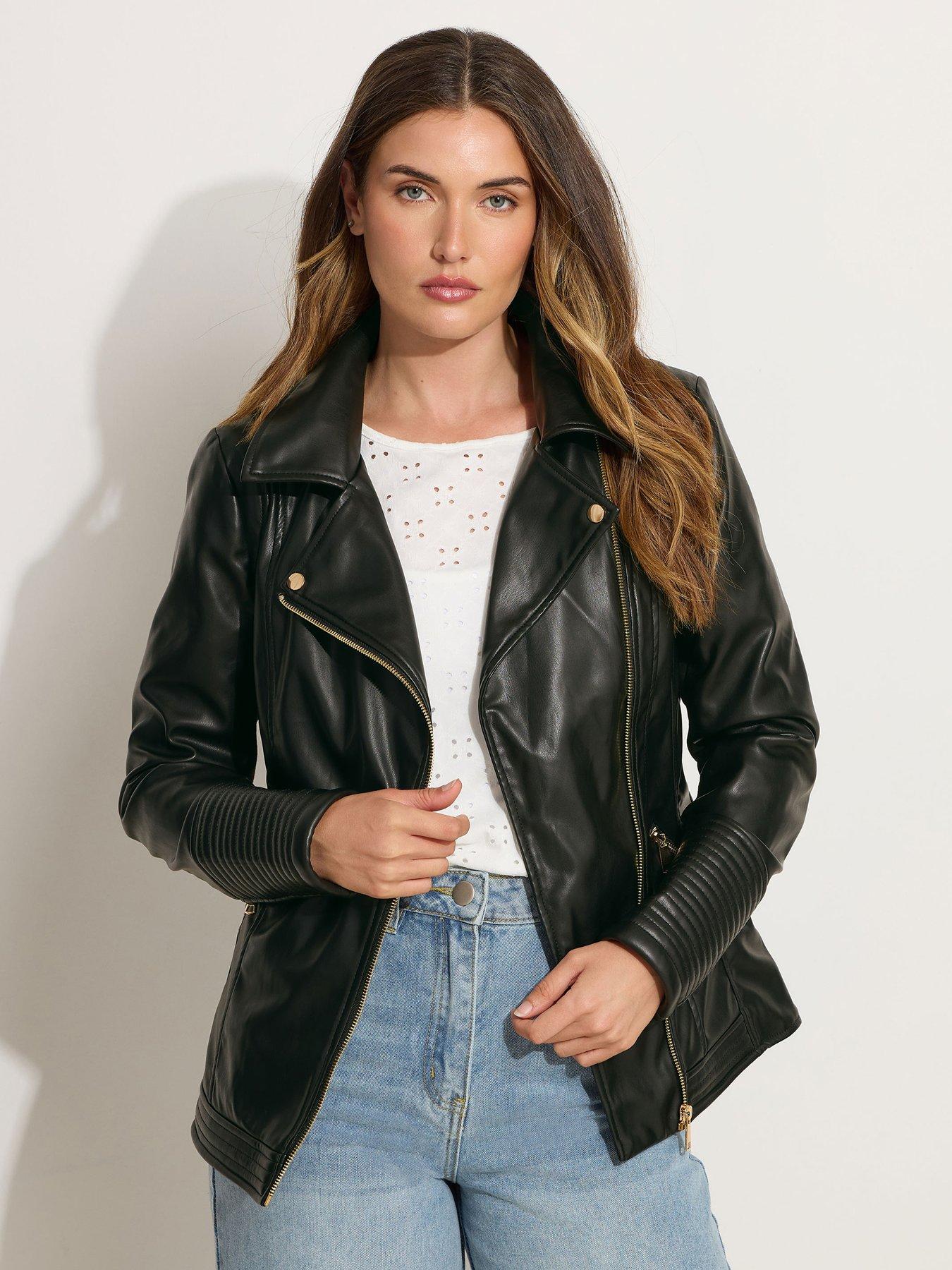 undefined Faux Leather Biker Jacket - Black