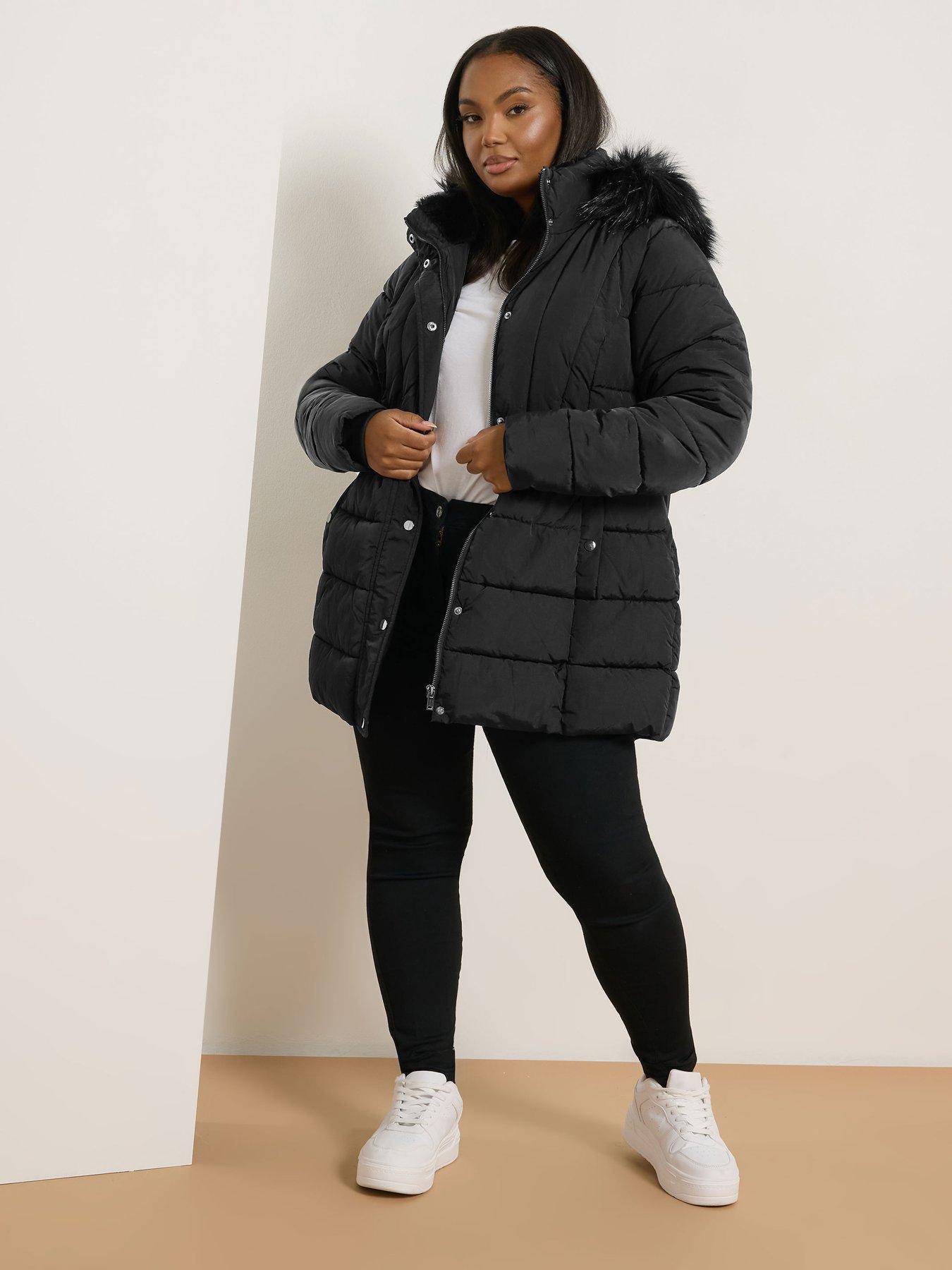 Image 3 of 4 of Yours Curve Short Padded Coat - Black