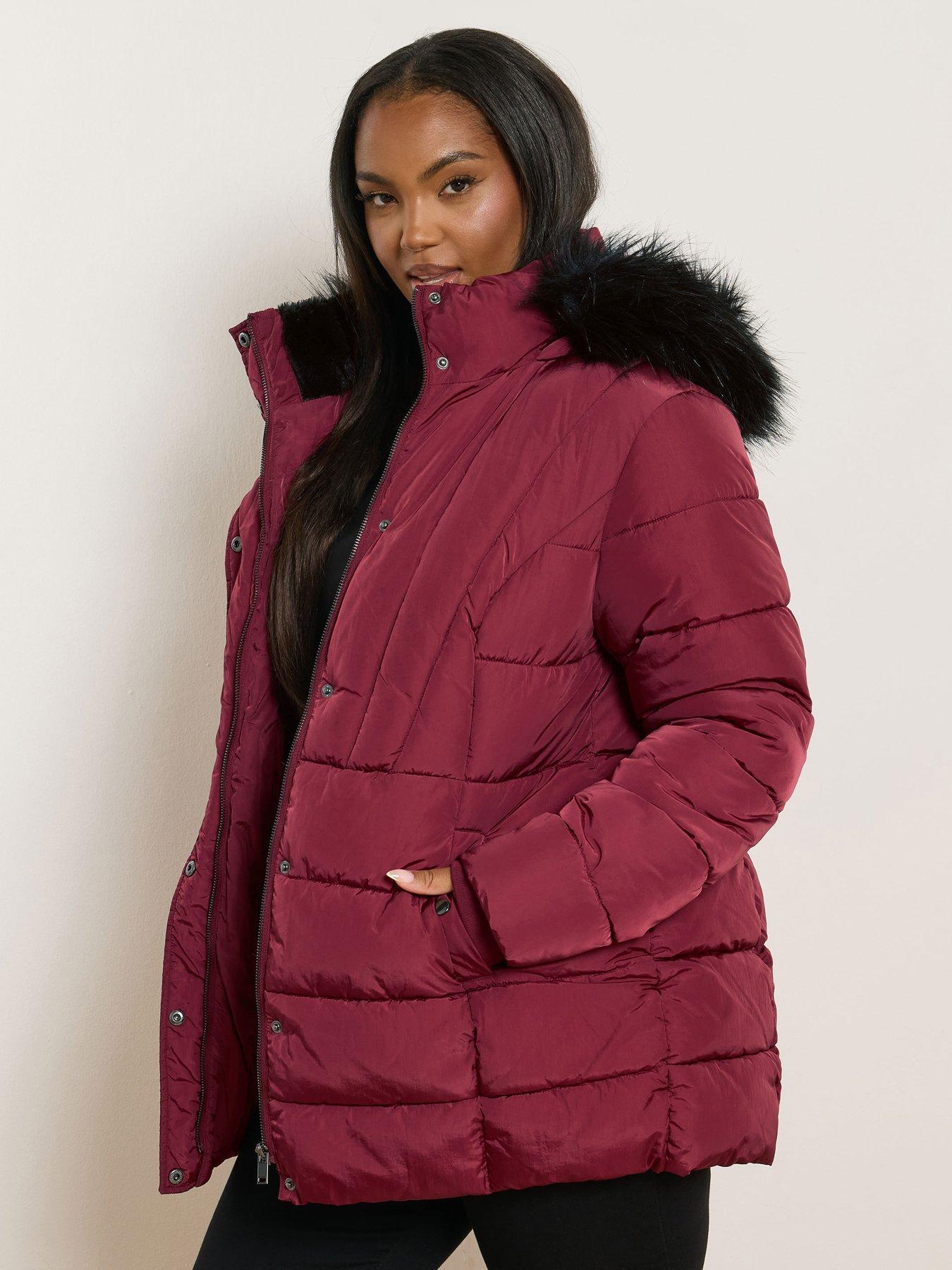 undefined Curve Short Padded Coat - Red