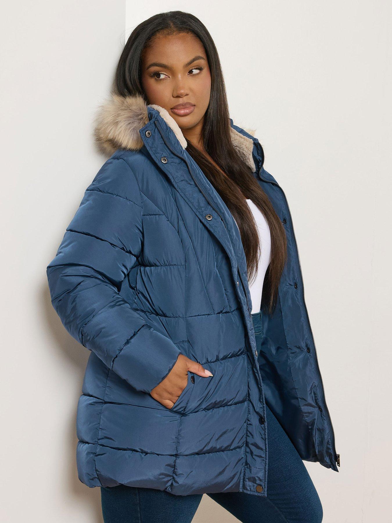 undefined Curve Short Padded Coat - Blue
