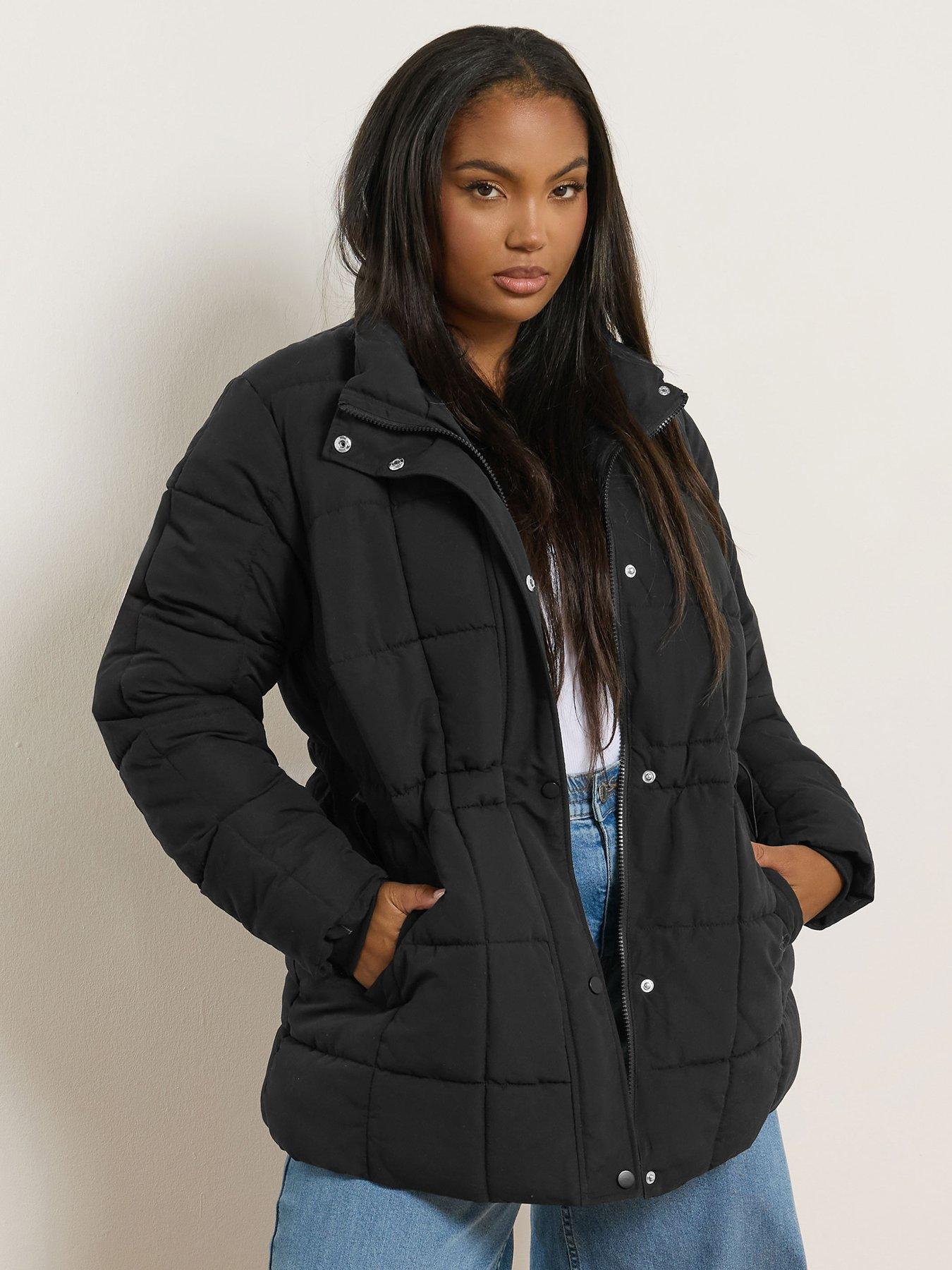 Image 1 of 4 of Yours Curve Short Boxy Coat - Black
