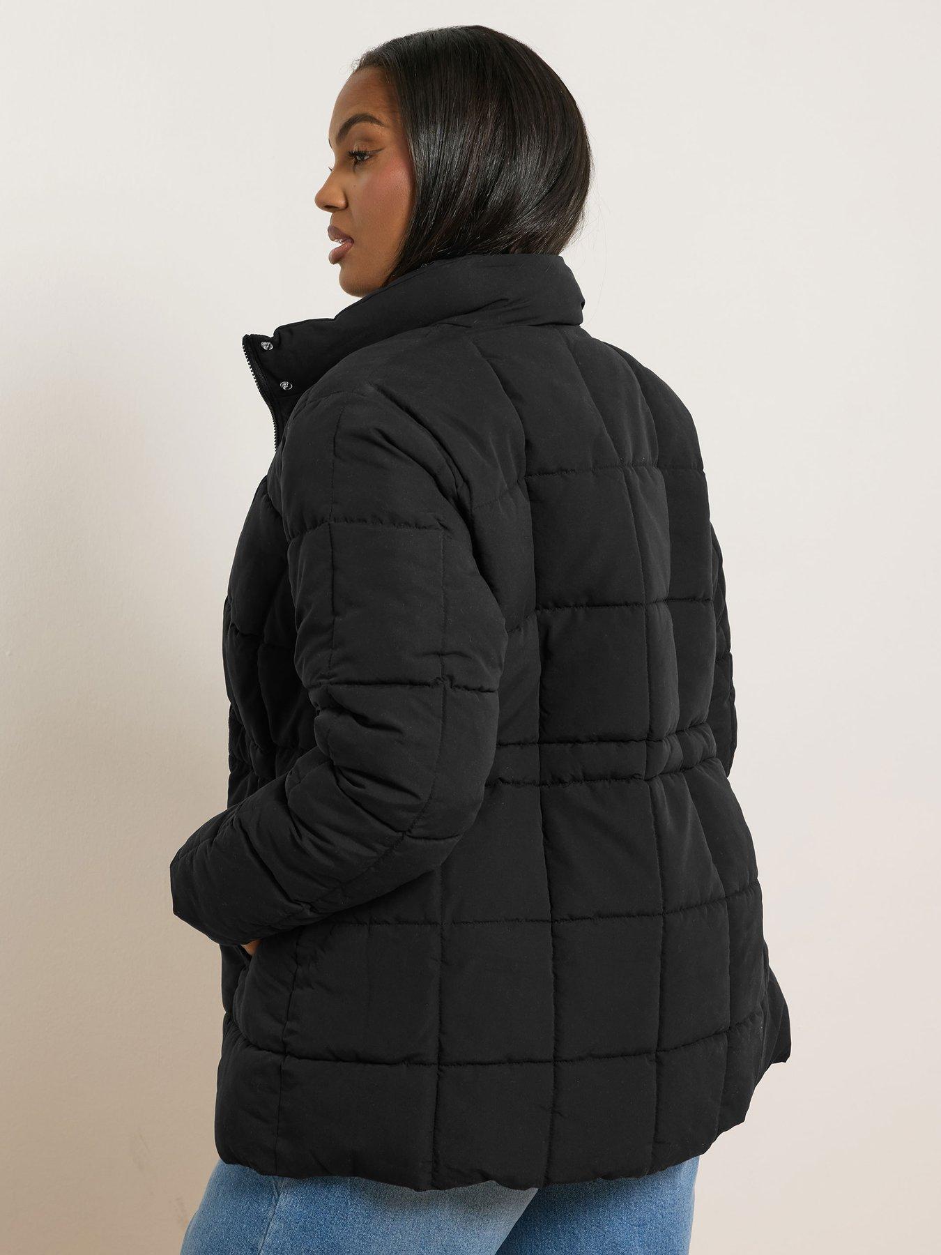 Image 2 of 4 of Yours Curve Short Boxy Coat - Black