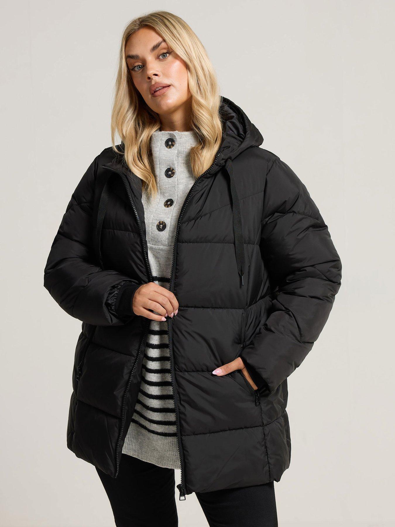 Image 1 of 5 of Yours Curve Short Sporty Padded Coat - Black