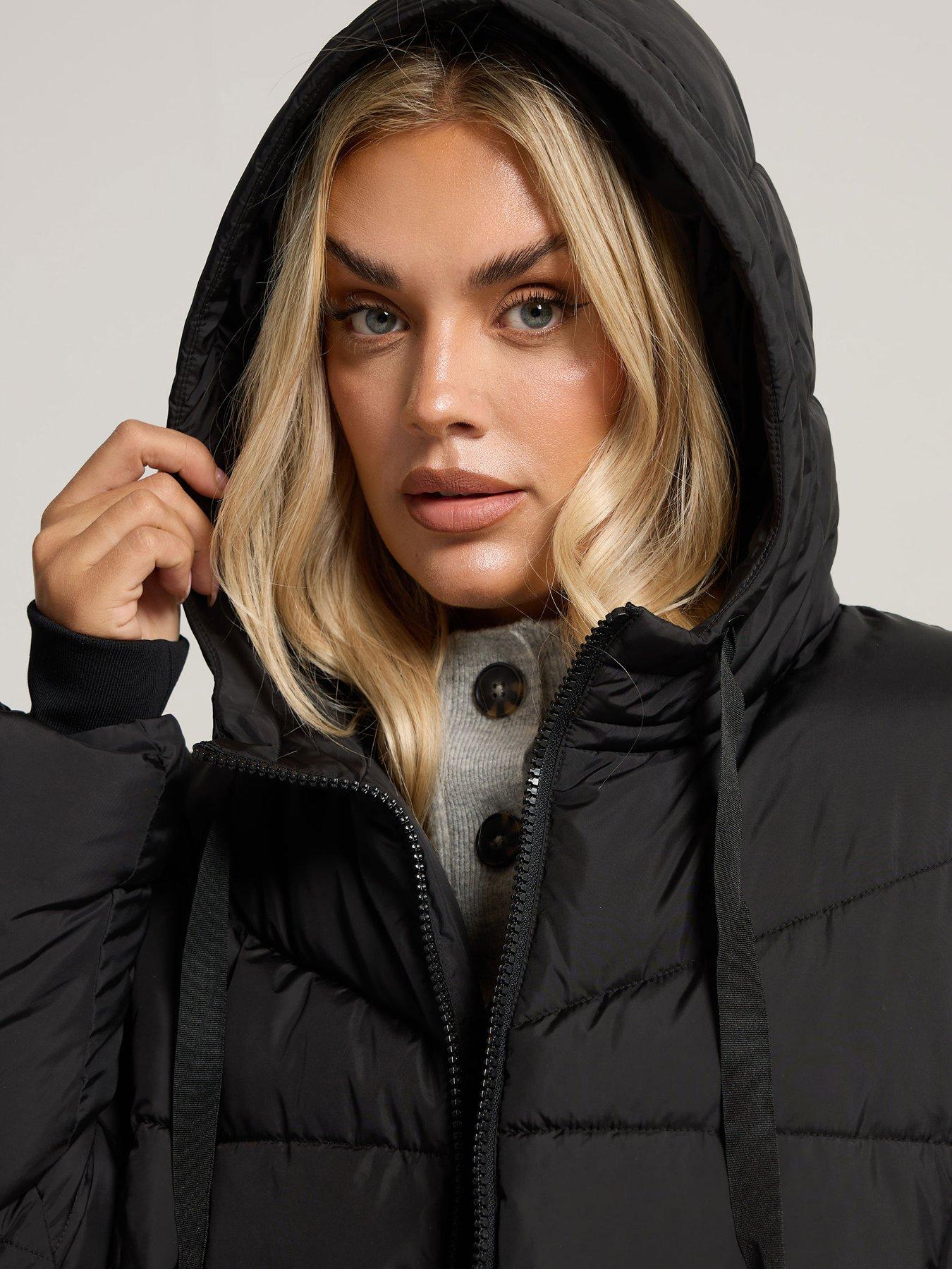 Image 4 of 5 of Yours Curve Short Sporty Padded Coat - Black
