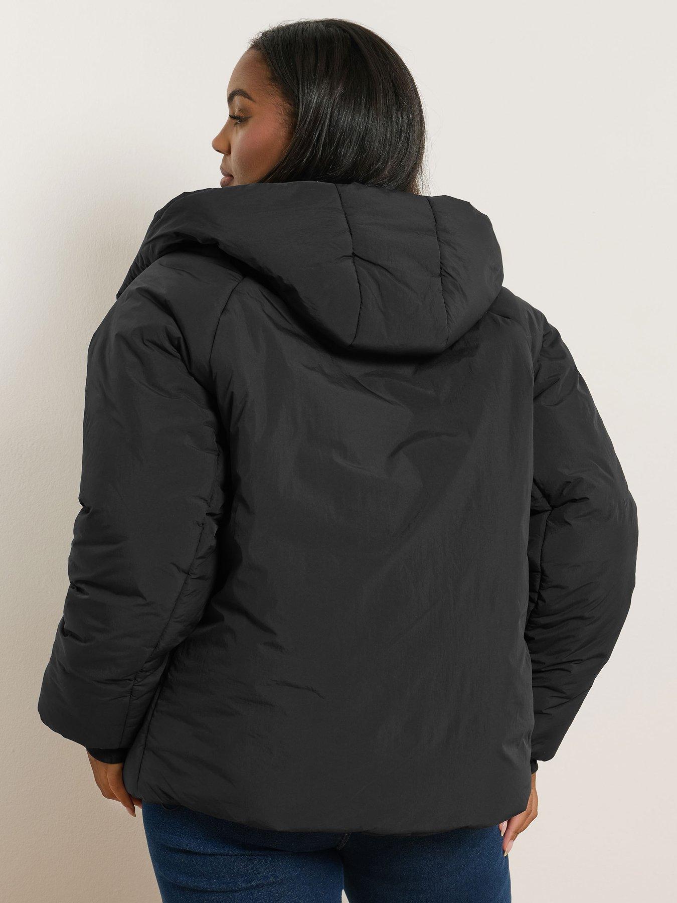 Image 2 of 4 of Yours Curve Unquilted Padded Coat - Black
