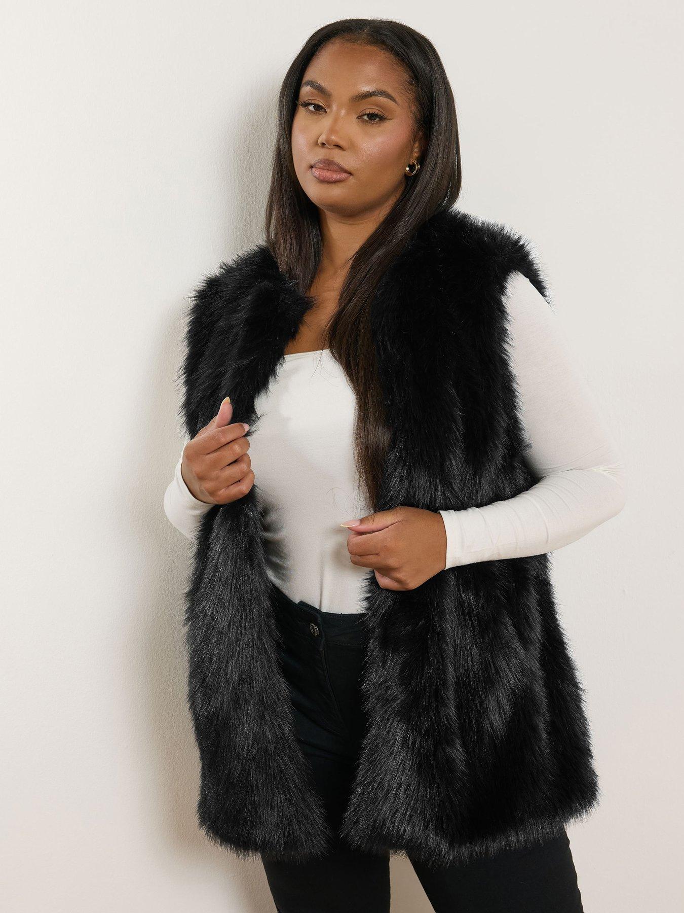 Image 1 of 4 of Yours Curve Faux Fur Gilet - Black