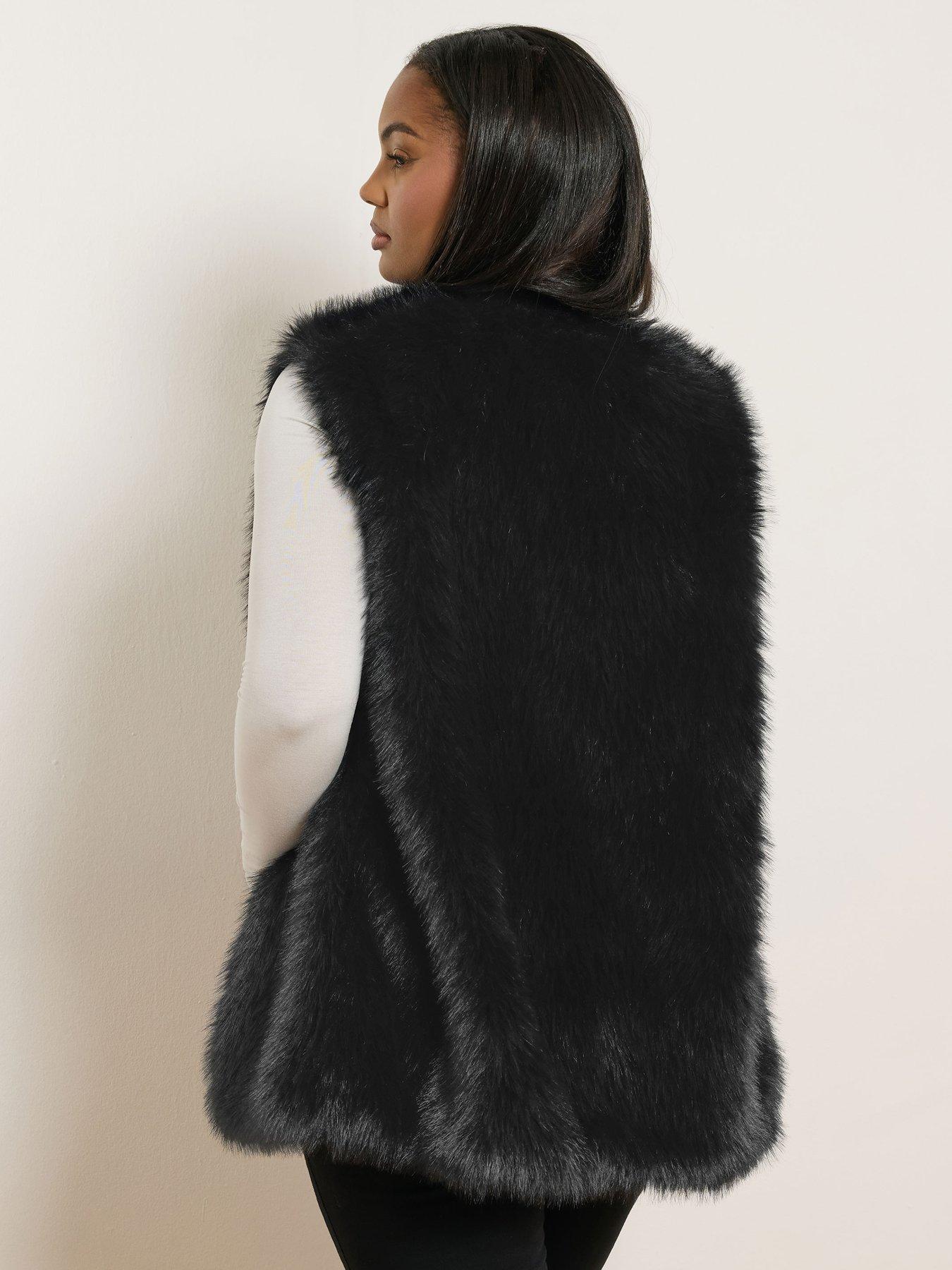 Image 2 of 4 of Yours Curve Faux Fur Gilet - Black