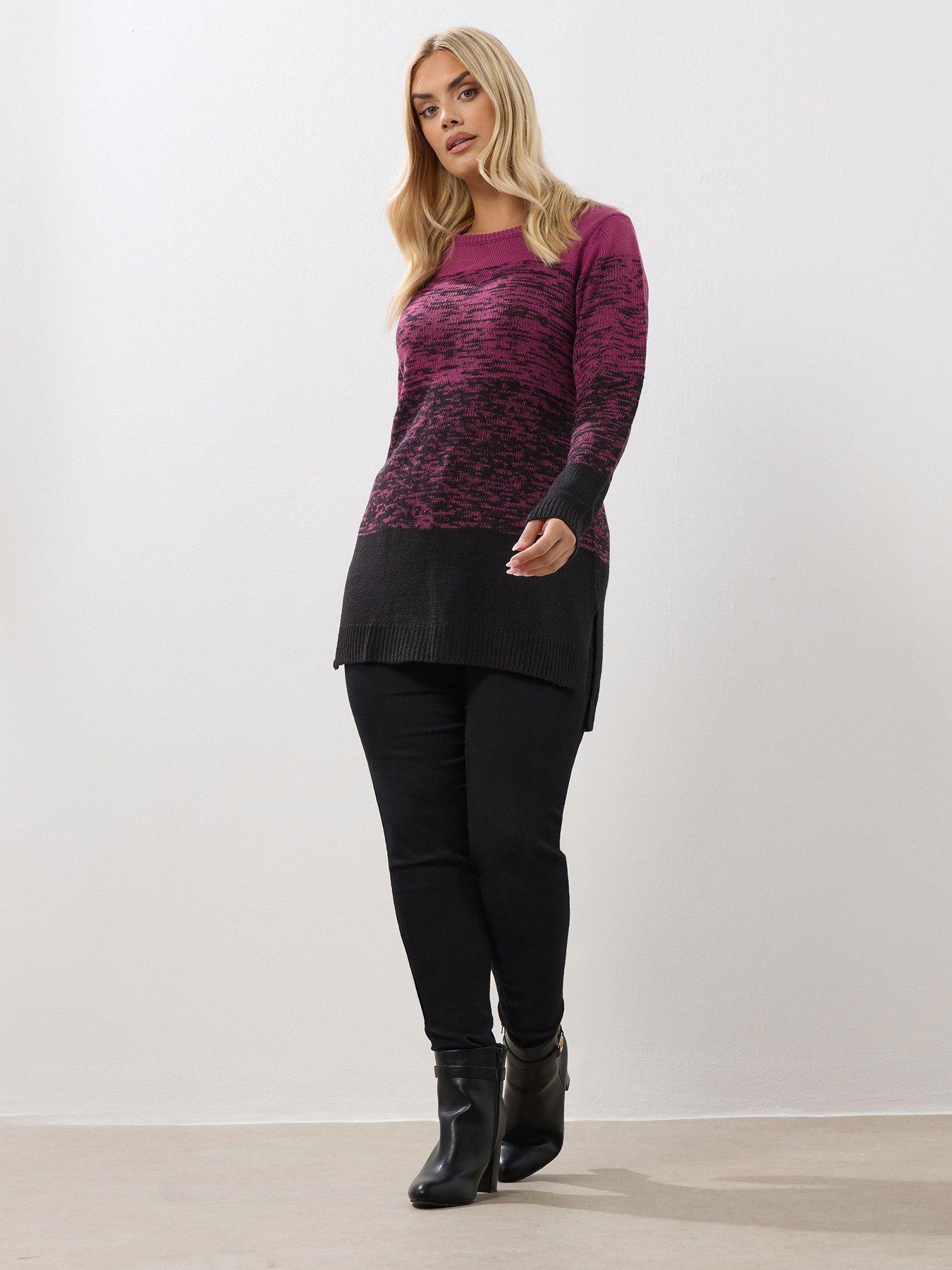  image of yours-curve-colour-block-jumper-pink