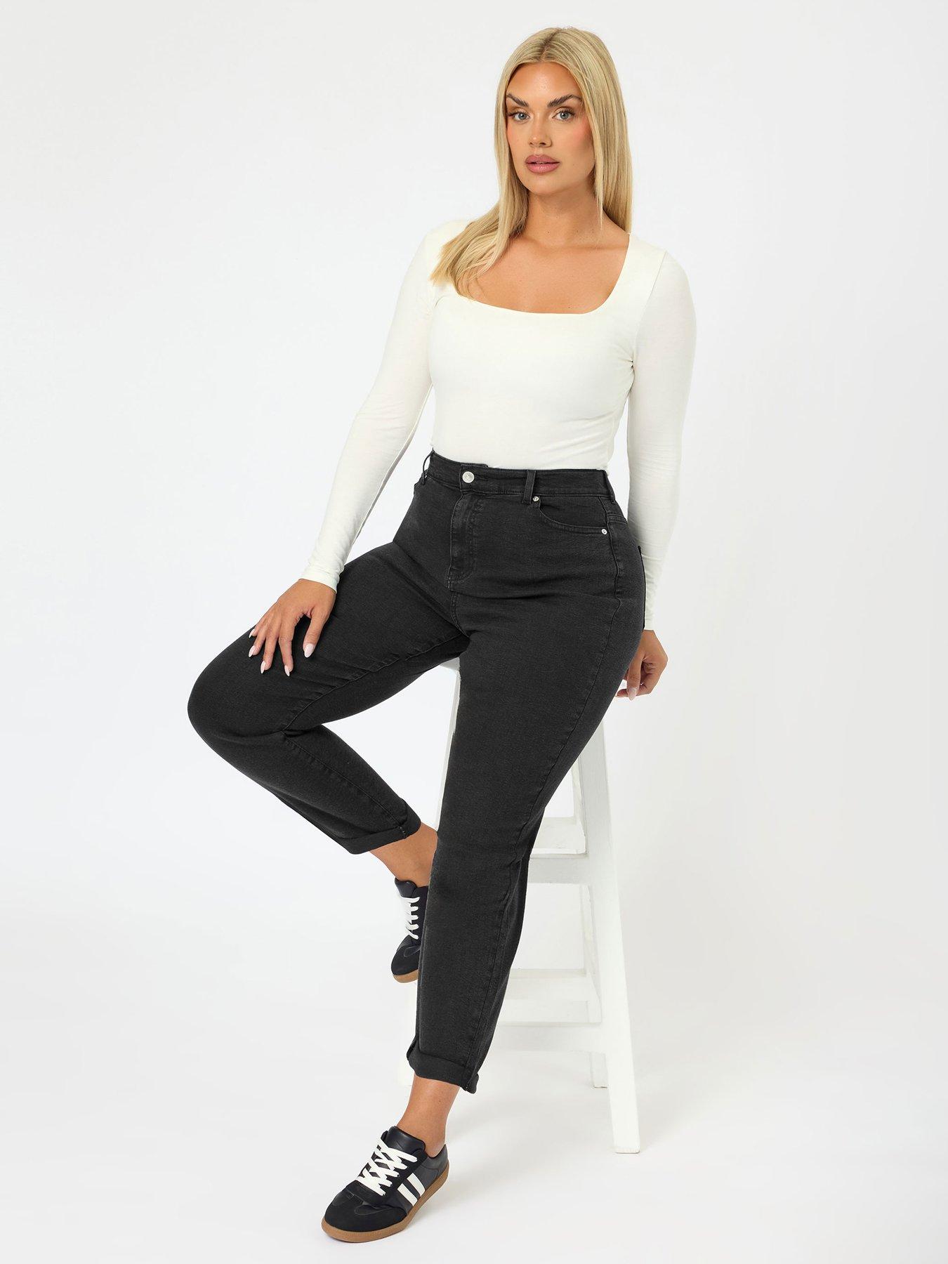 Image 1 of 4 of Yours Curve Washed Boyfriend Jean - Black