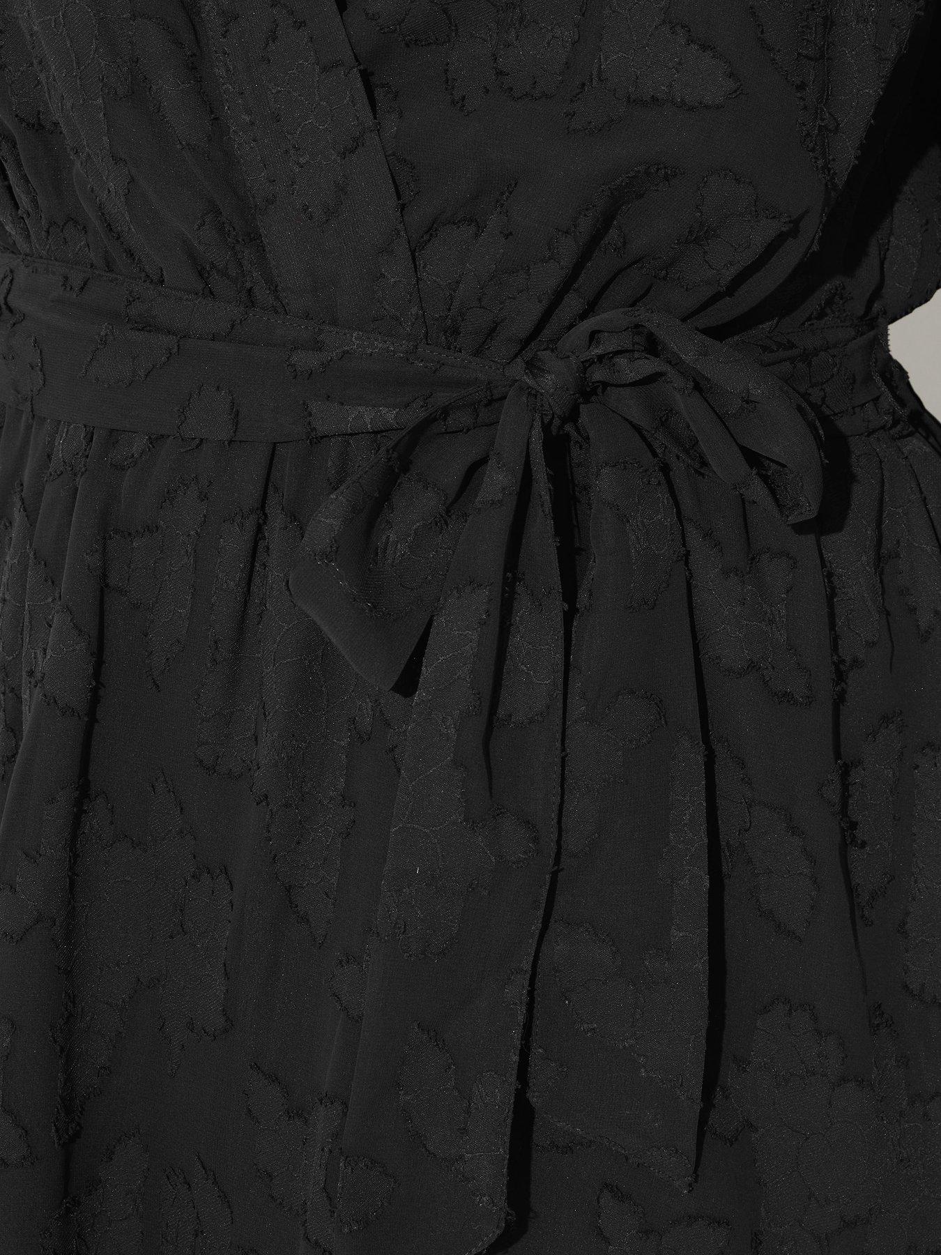 Image 4 of 4 of Yours Curve Floral Burn Out Wrap Top - Black