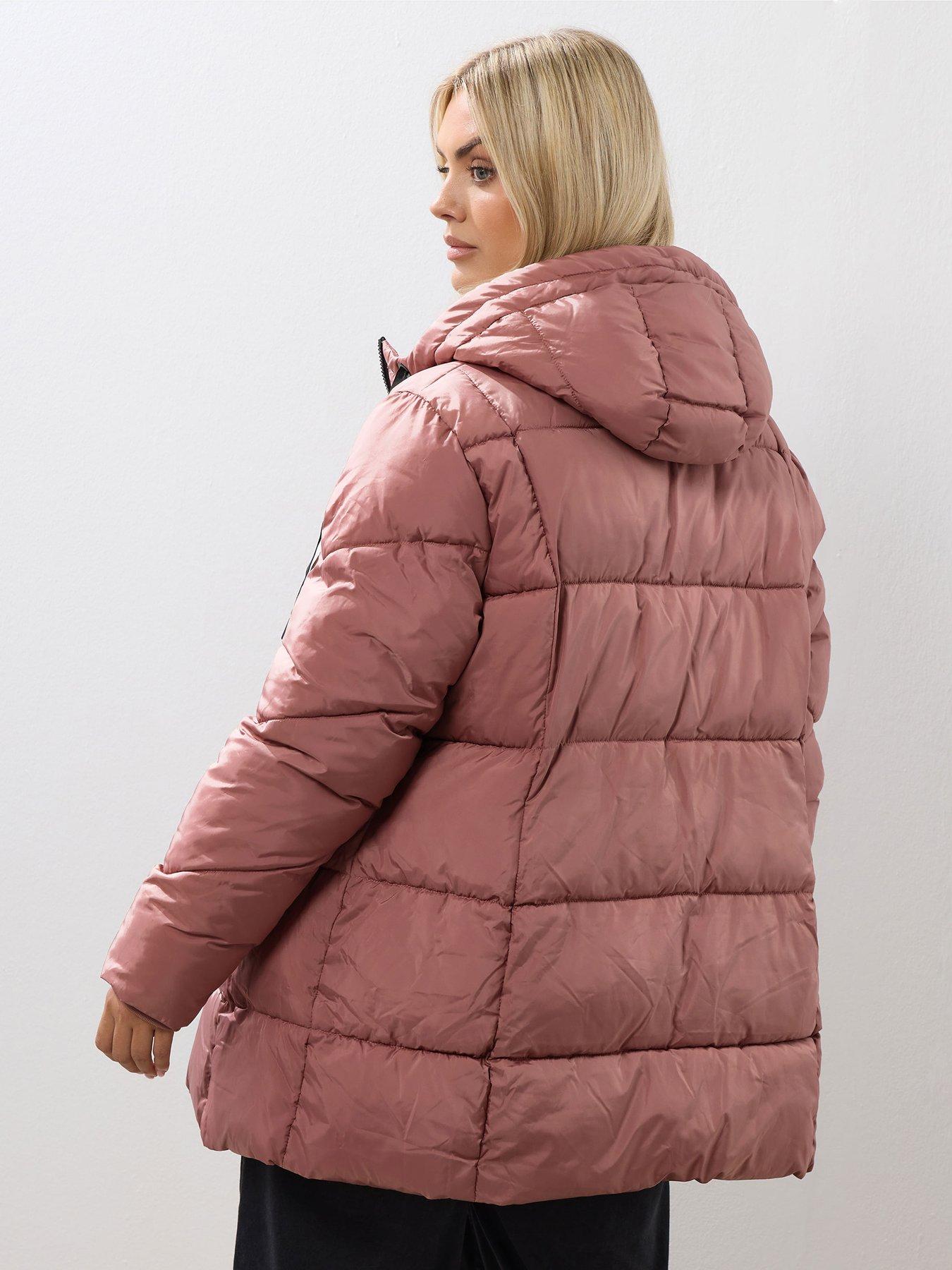 Image 2 of 4 of Yours Curve Short Sporty Padded Coat - Pink