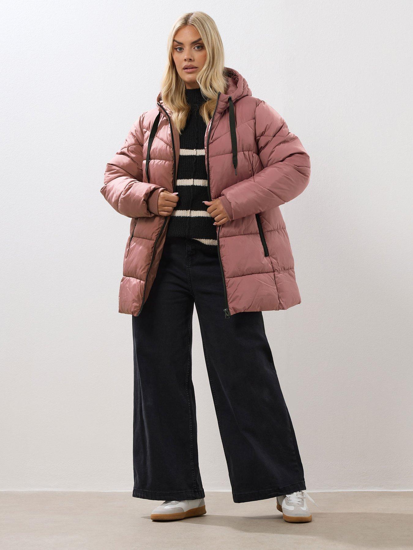Image 3 of 4 of Yours Curve Short Sporty Padded Coat - Pink