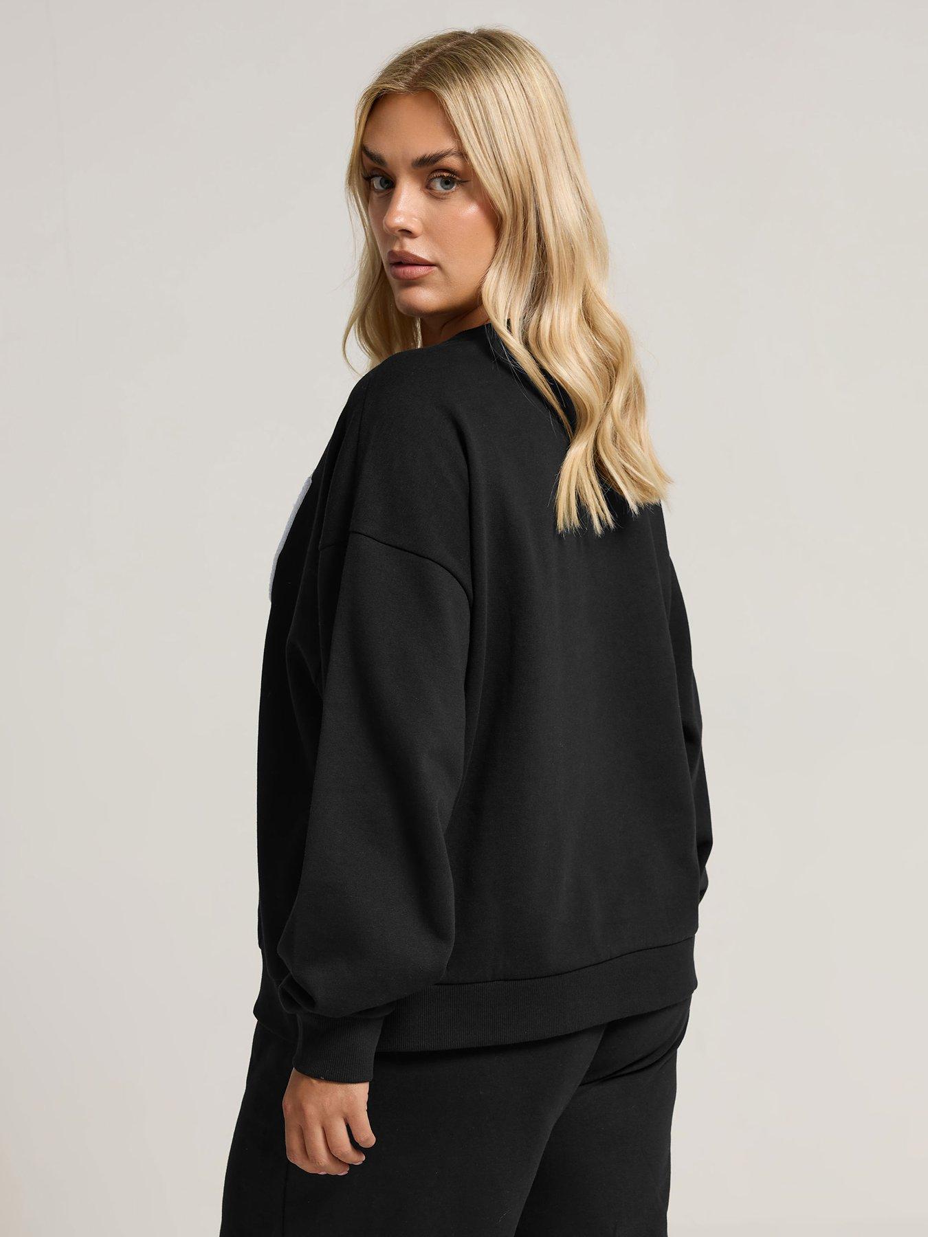 Image 2 of 4 of Yours Curve Off Duty Crew Neck Sweatshirt - Black