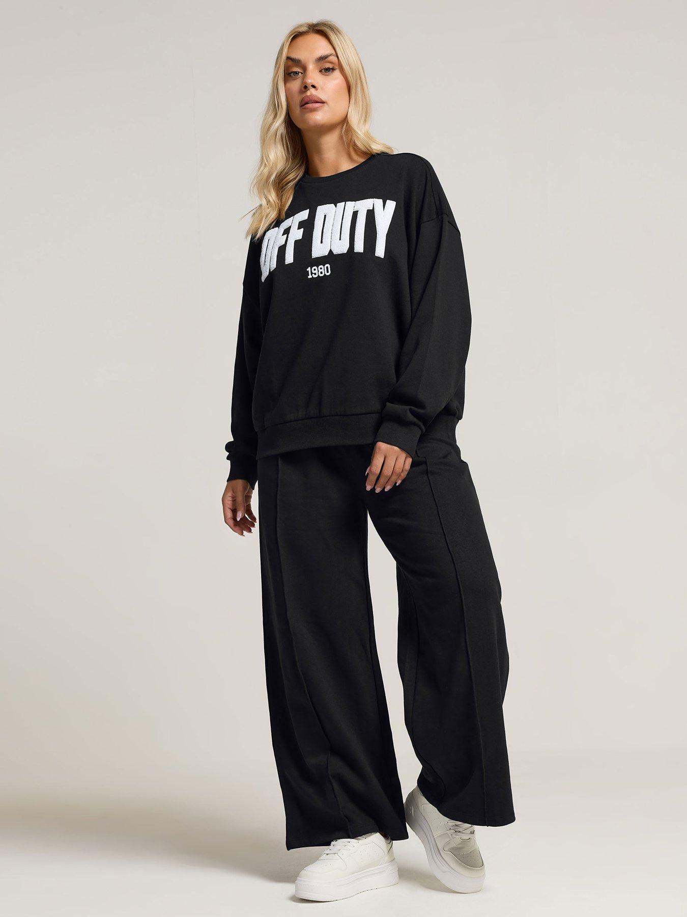 Image 3 of 4 of Yours Curve Off Duty Crew Neck Sweatshirt - Black