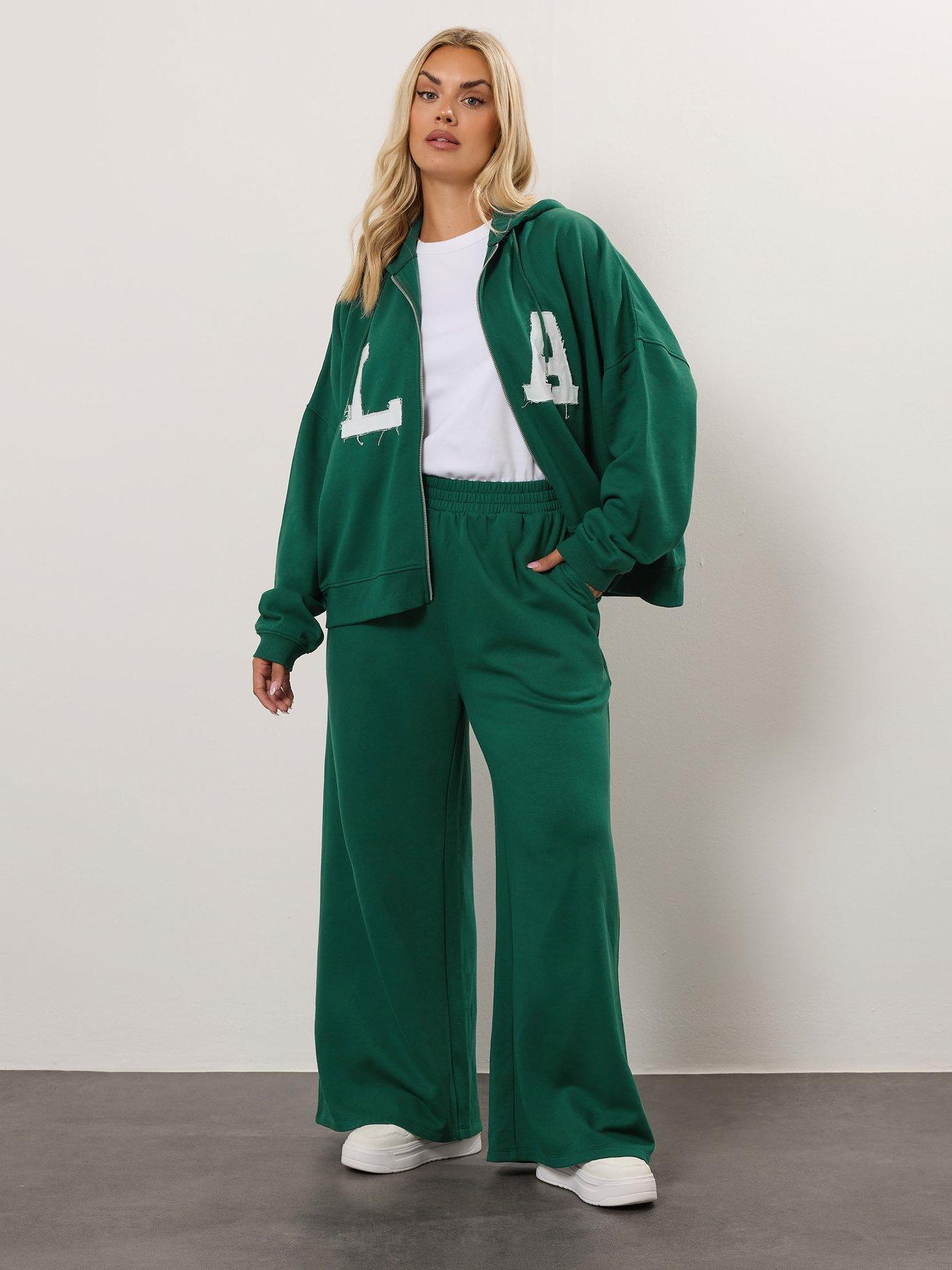Image 3 of 4 of Yours Curve La Drop Shoulder Zip Hoodie - Green