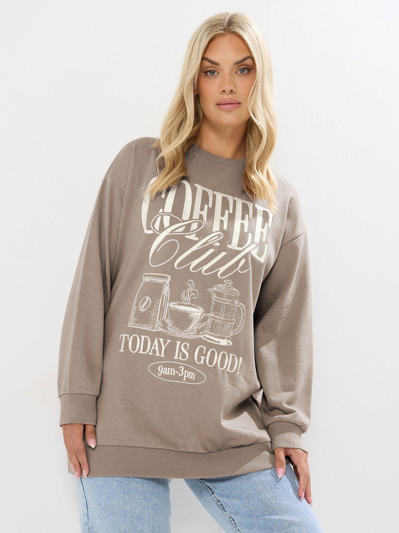 undefined Curve Coffee Crew Neck Sweatshirt - Brown