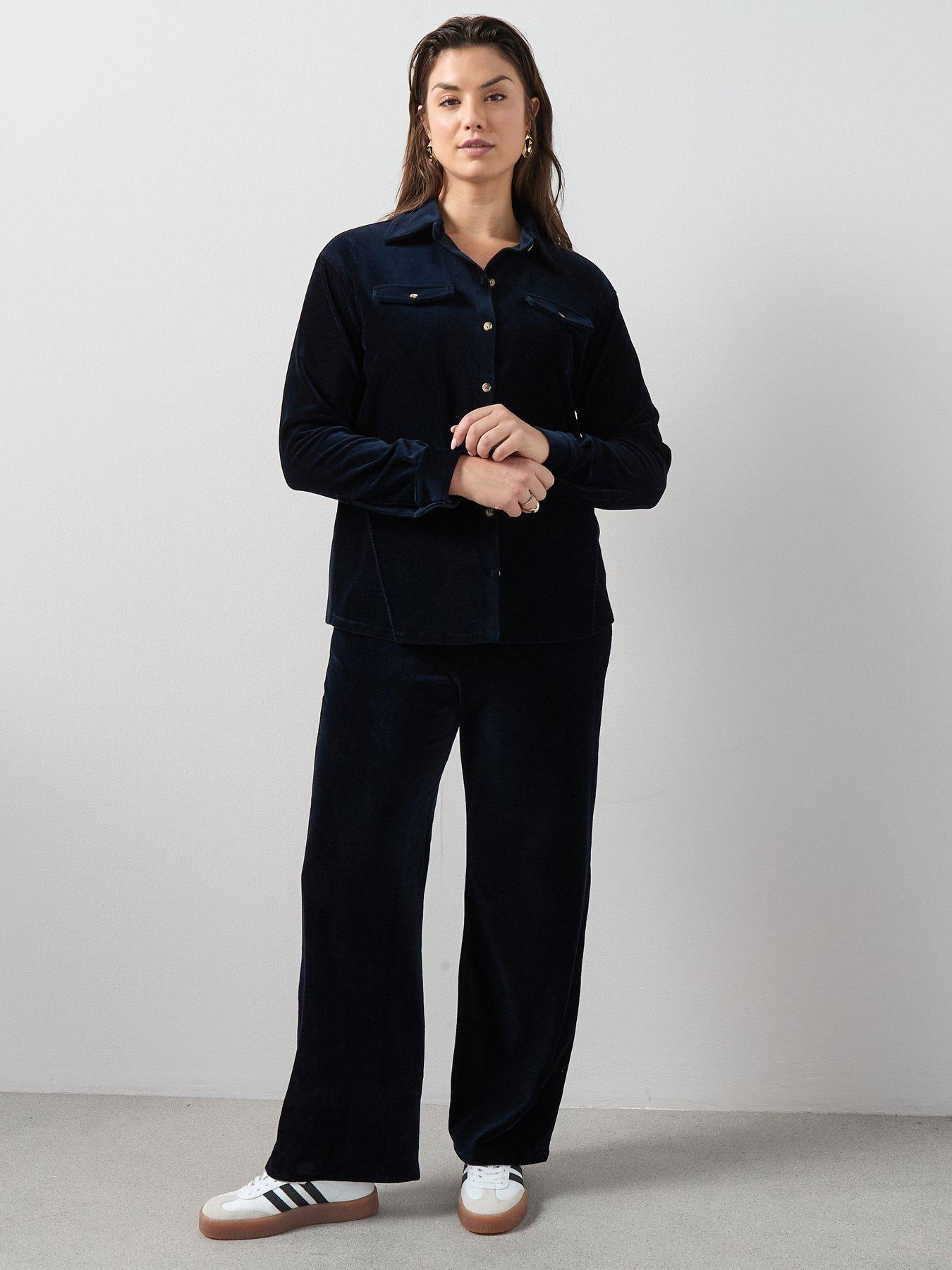The Very Collection Curve Stretch Cord Shirt Co-Ord - Blue