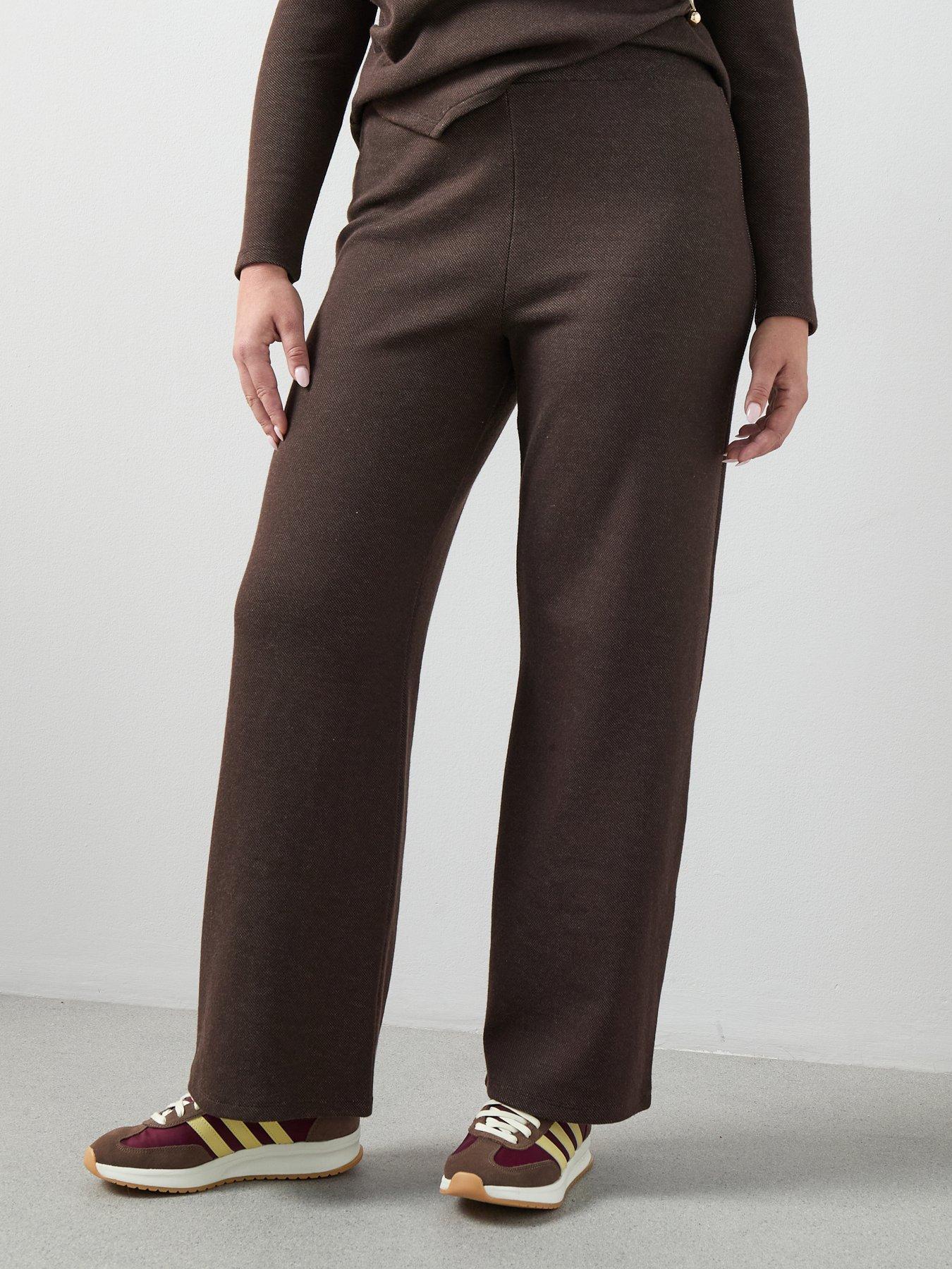 The Very Collection Curve Wide Leg Trouser Co-Ord - Brown