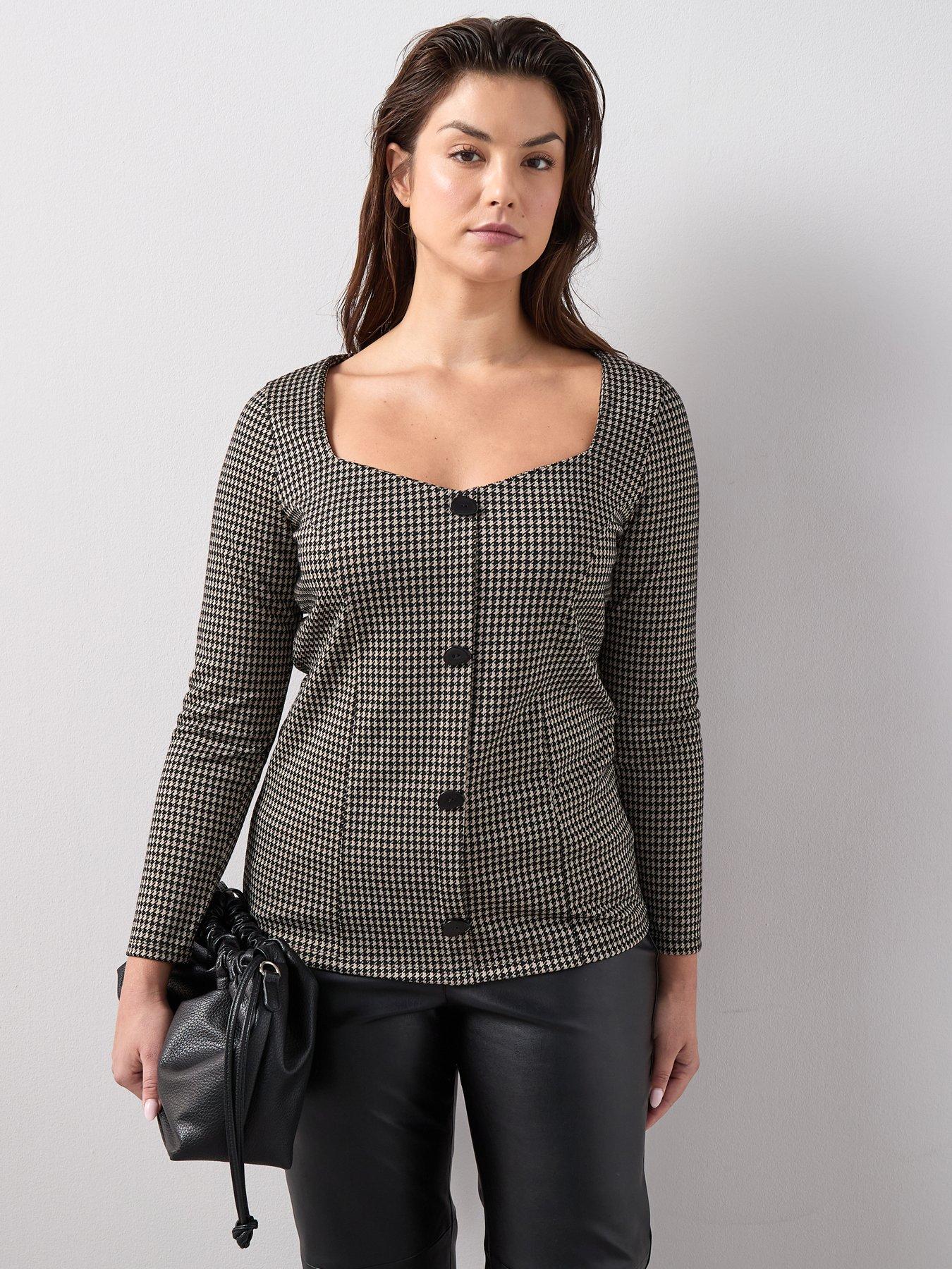 The Very Collection Curve Stretch Check Peplum Top