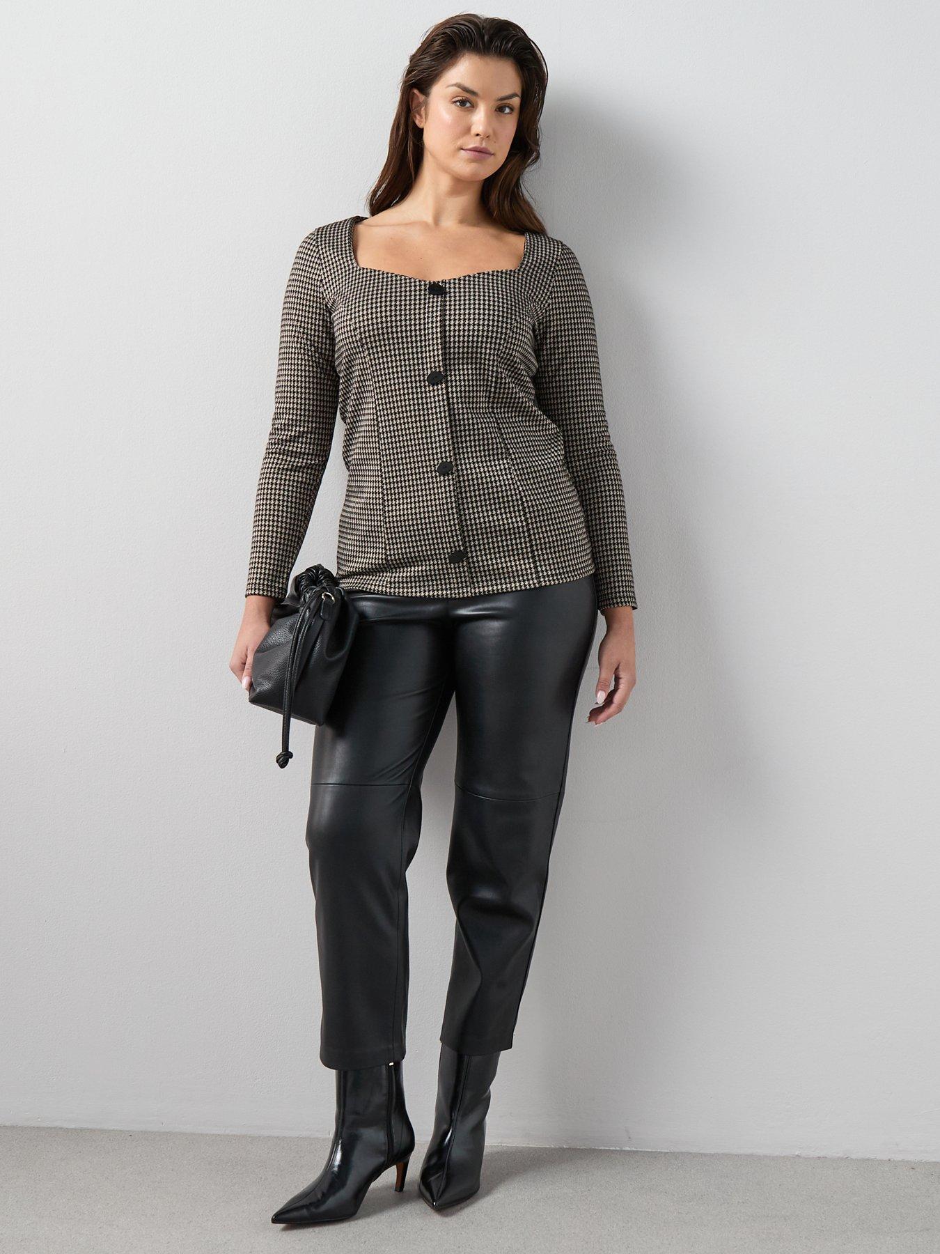 Image 3 of 6 of The Very Collection Curve Stretch Check Long Sleeve Top - Multi