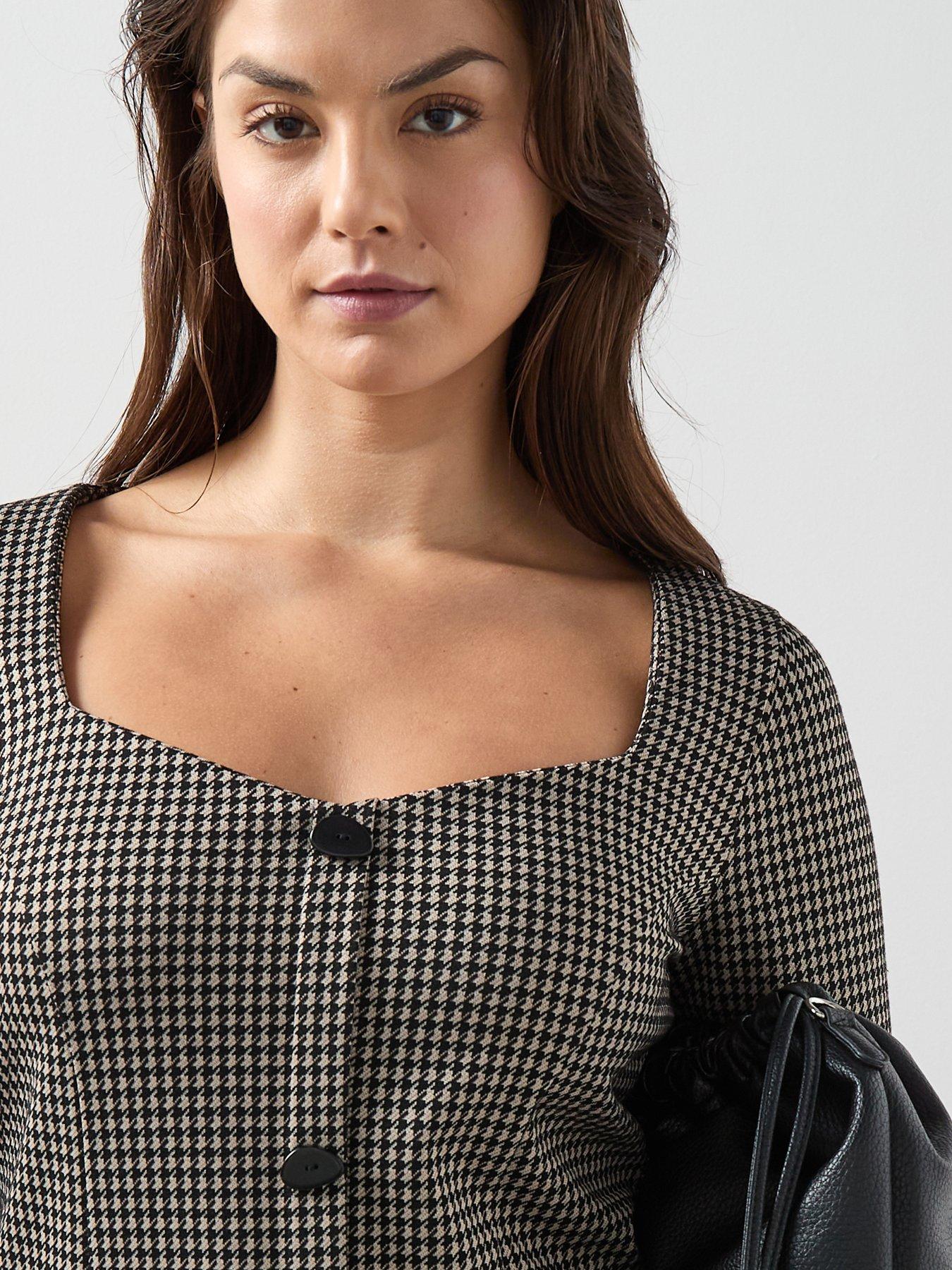 Image 4 of 6 of The Very Collection Curve Stretch Check Long Sleeve Top - Multi