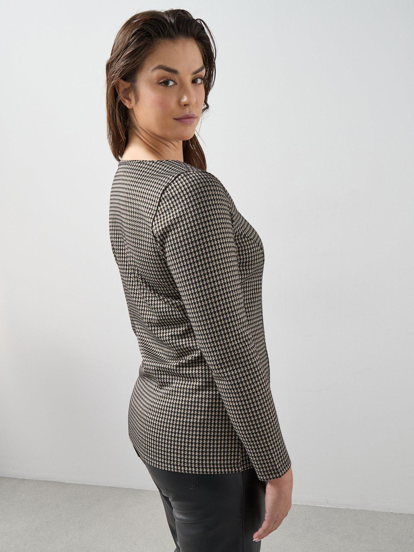Image 6 of 6 of The Very Collection Curve Stretch Check Long Sleeve Top - Multi