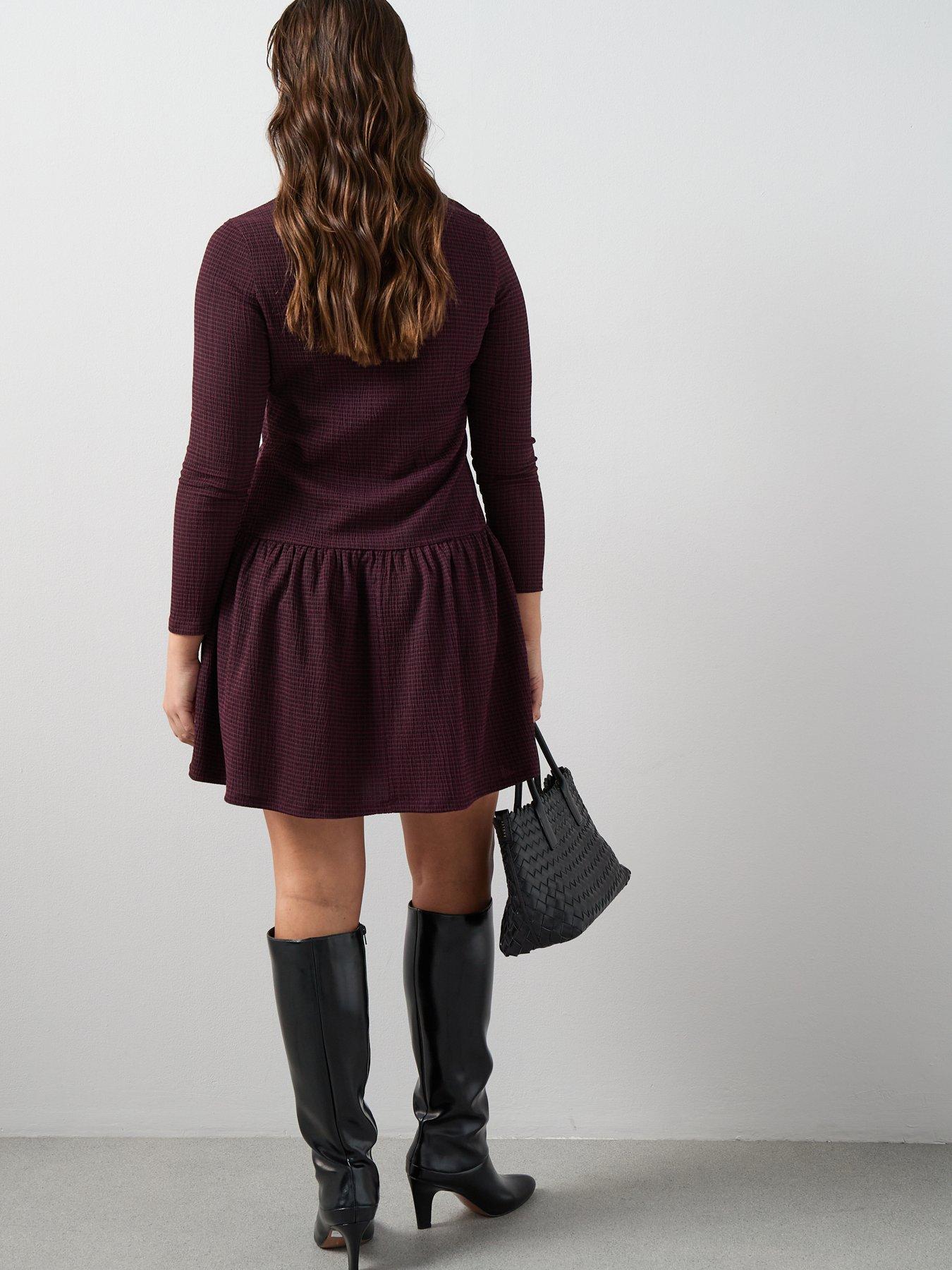 Image 2 of 6 of The Very Collection Curve Stretch Check Dropped Waist Mini Dress - Multi