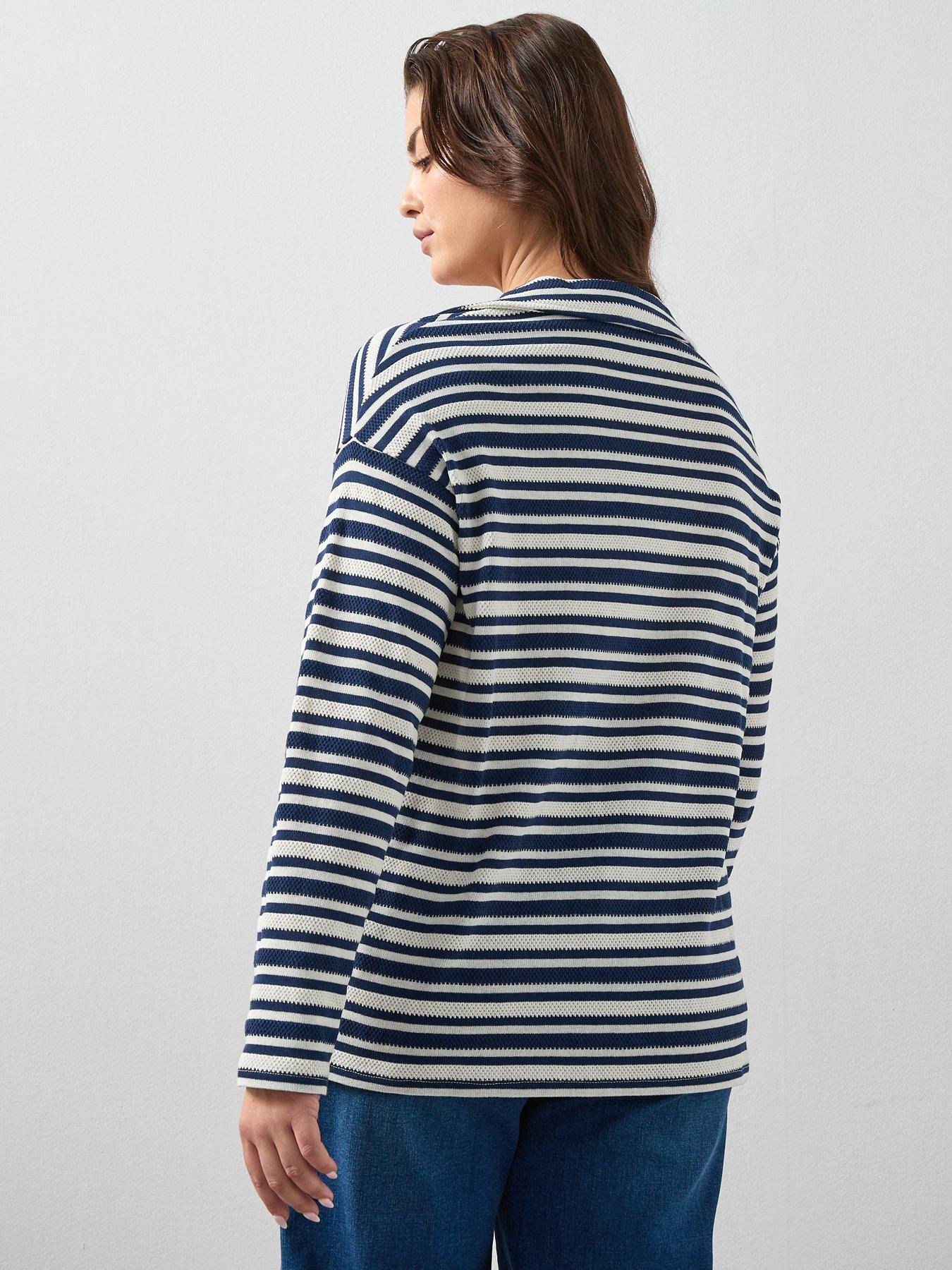 Image 2 of 6 of The Very Collection Curve Stripe Collared Top - Multi