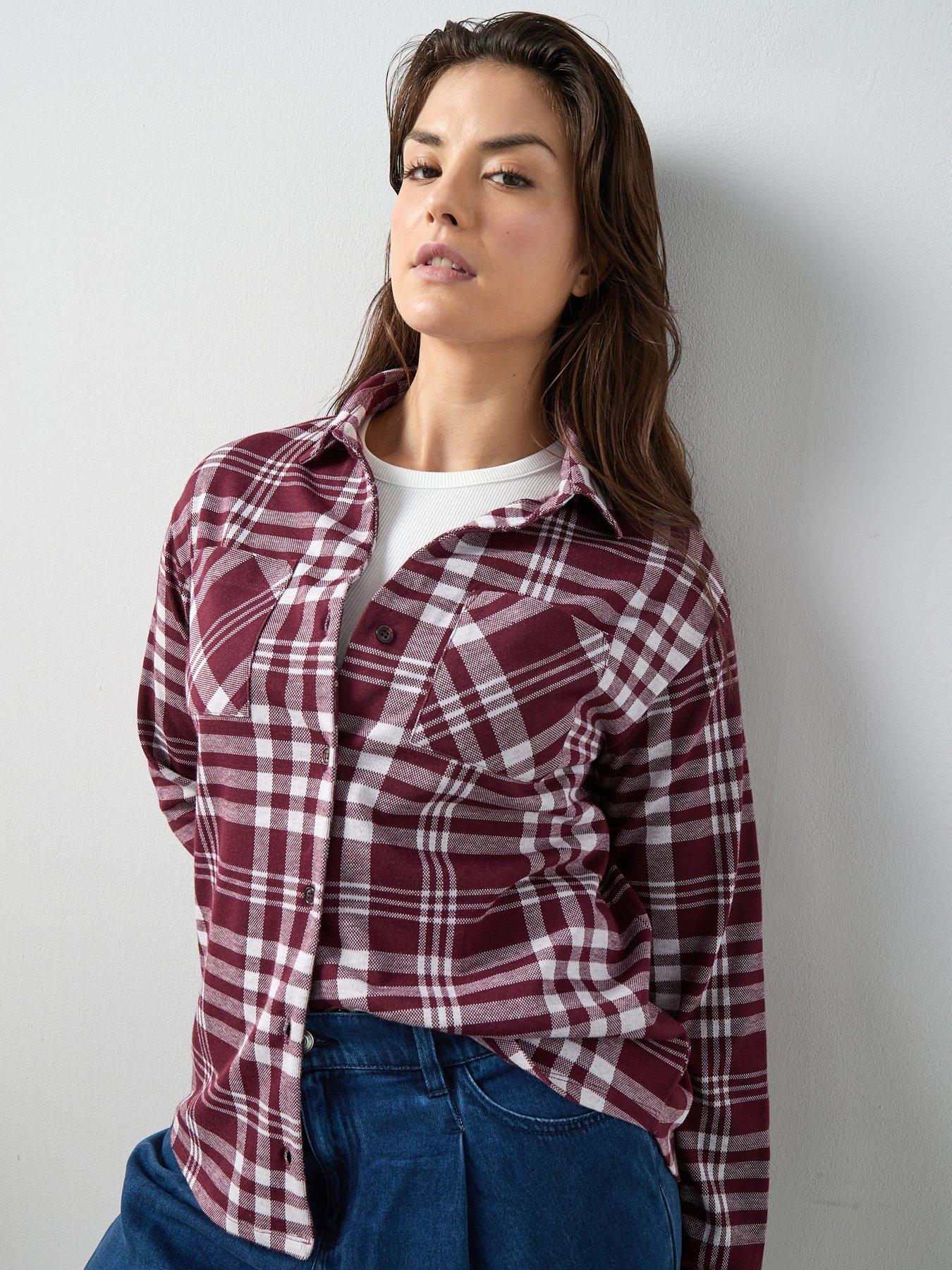 The Very Collection Curve Stretch Check Shirt - Red