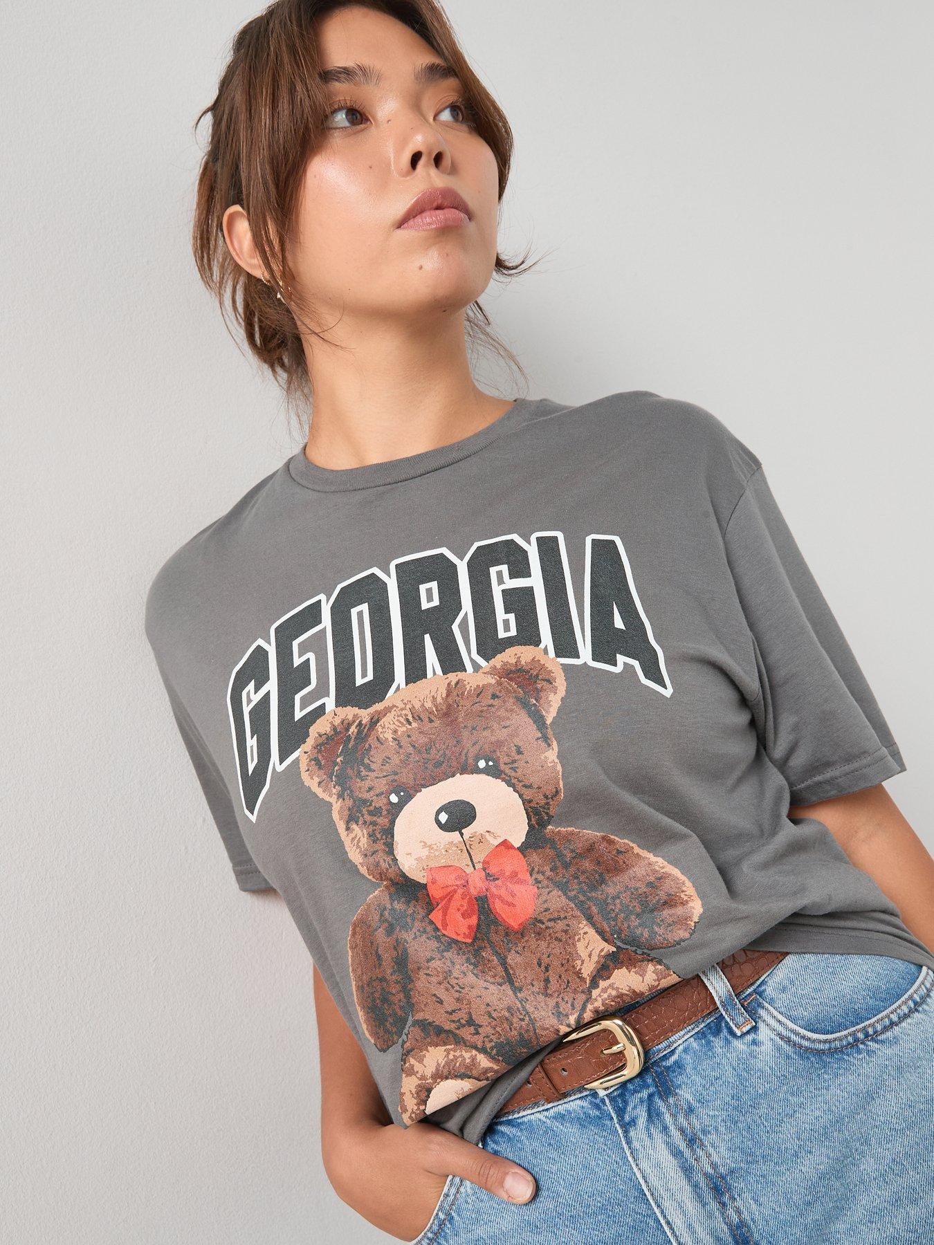 Image 4 of 7 of The Very Collection Curve Graphic T-Shirt - Grey
