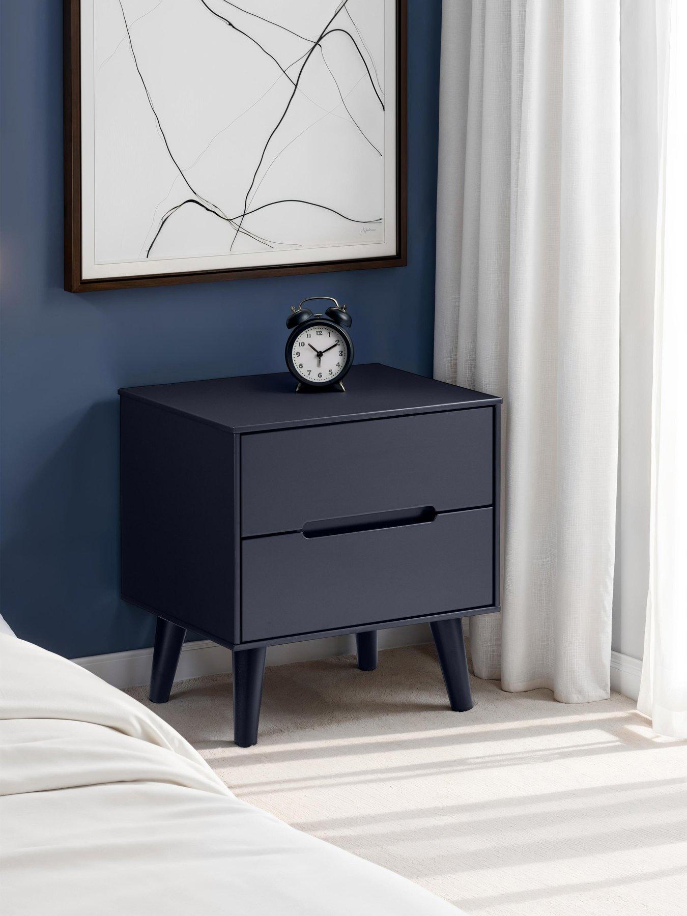 undefined Alicia 2 Drawer Bedside Table - Anthracite