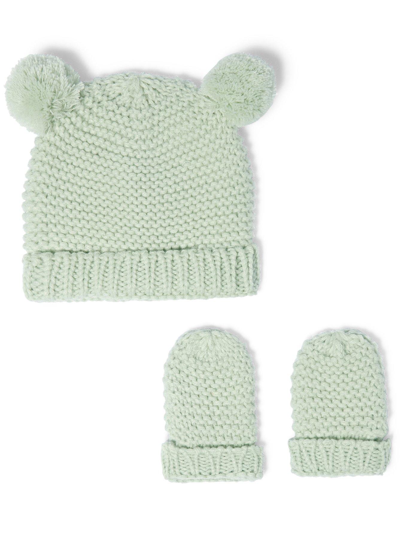 Image 3 of 5 of Katie Loxton KNITTED HAT &amp; MITTENS SET , Light Sage