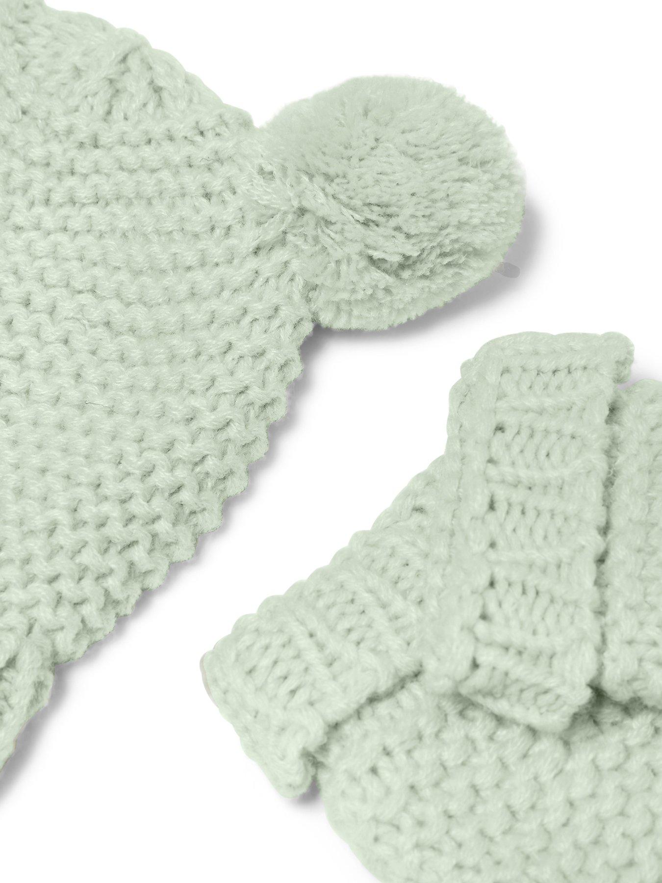 Image 4 of 5 of Katie Loxton KNITTED HAT &amp; MITTENS SET , Light Sage