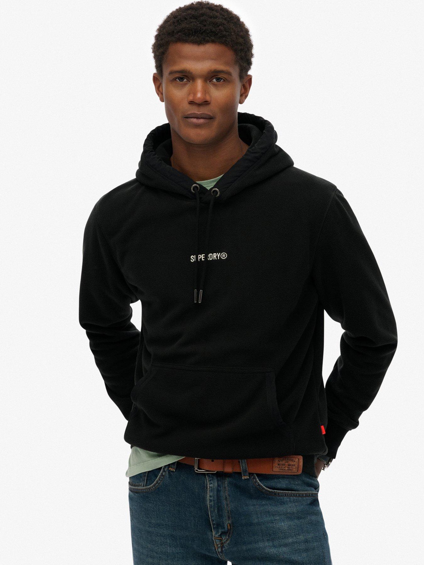 Image 1 of 5 of Superdry Micro Logo Fleece Hoodie - Black