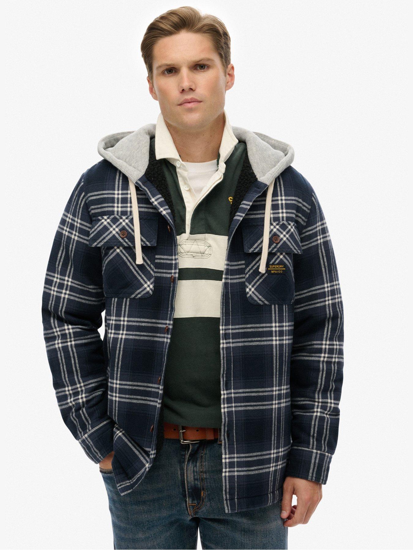  image of superdry-surplus-hooded-check-shirt-navy