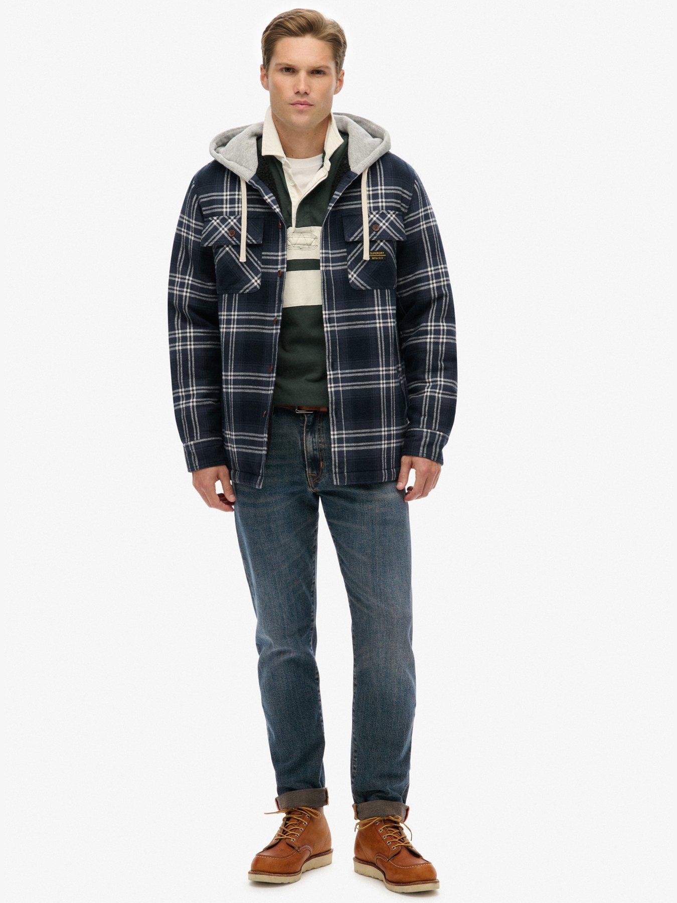  image of superdry-surplus-hooded-check-shirt-navy
