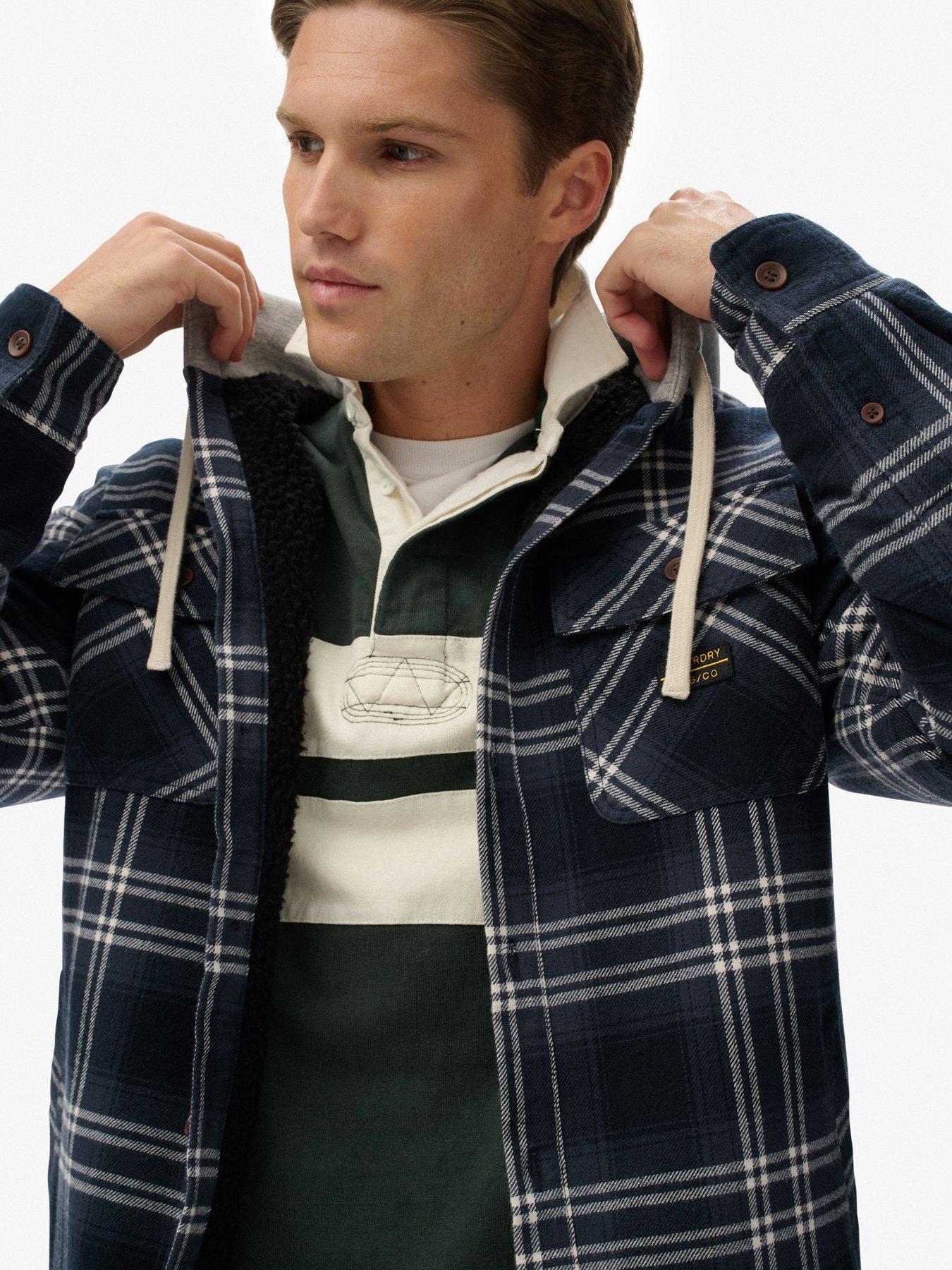  image of superdry-surplus-hooded-check-shirt-navy