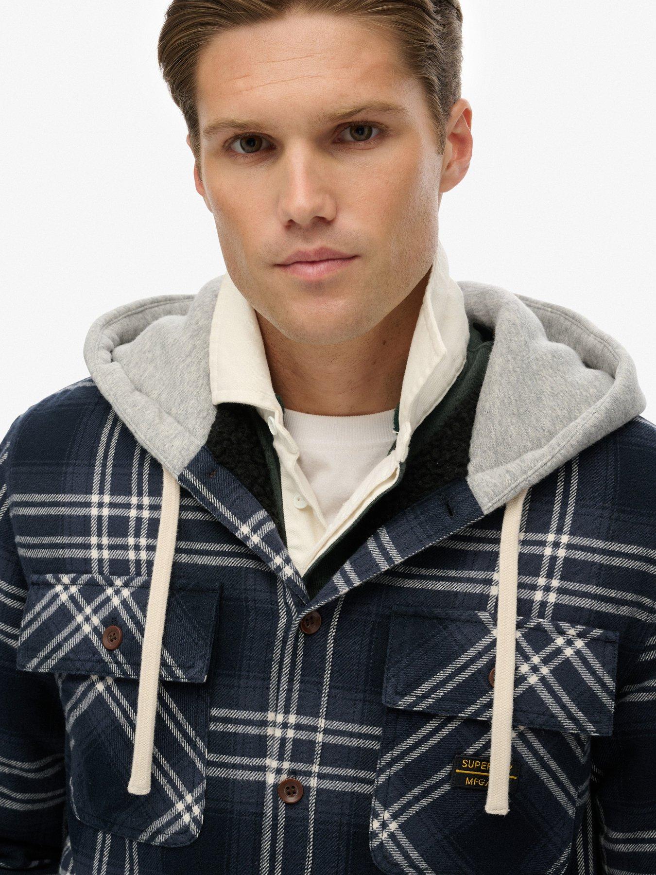  image of superdry-surplus-hooded-check-shirt-navy