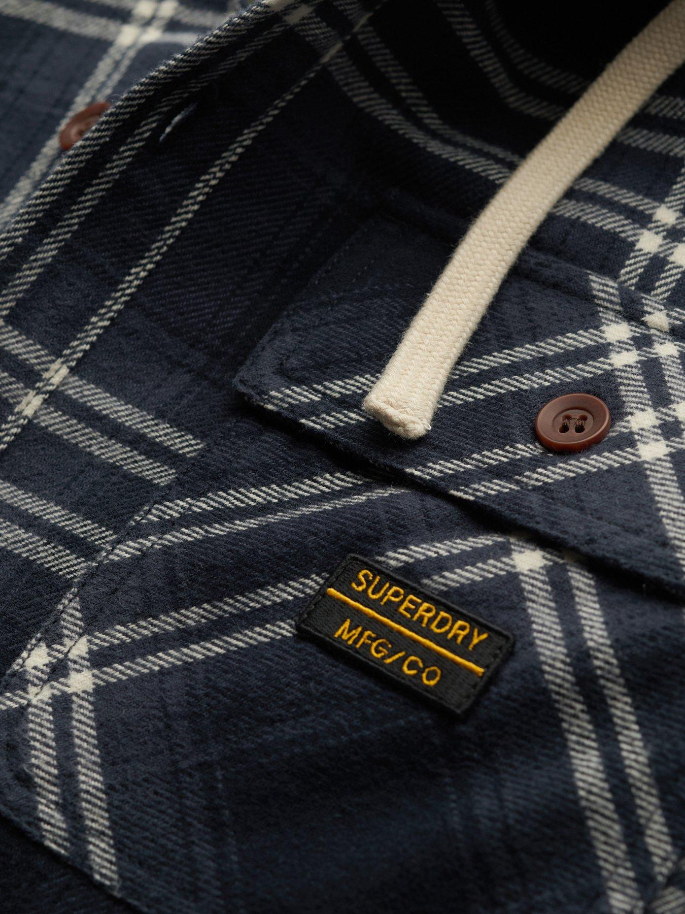  image of superdry-surplus-hooded-check-shirt-navy