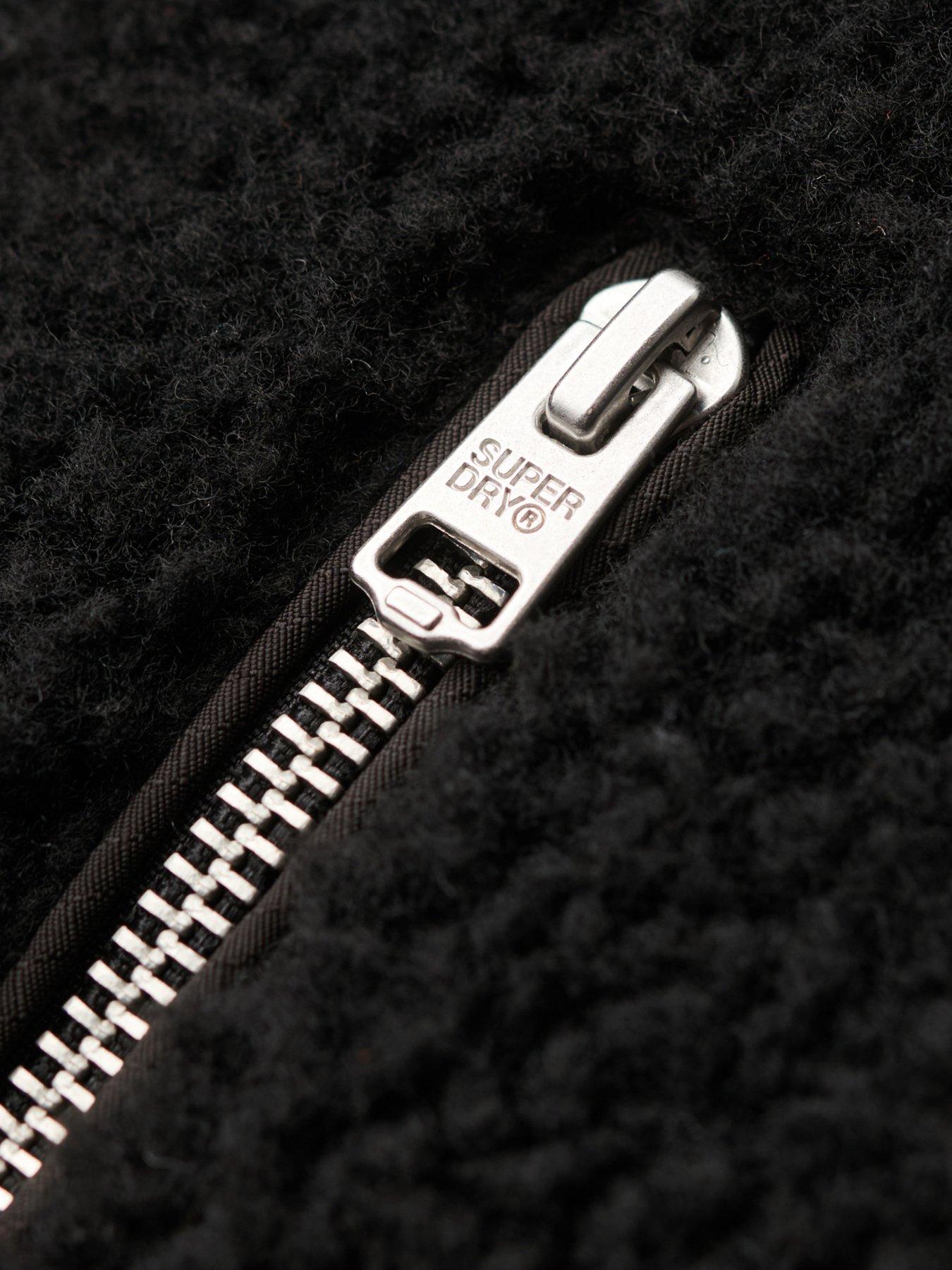 Image 4 of 6 of Superdry Vinage Retro Full Zip Fleece Jacket - Black