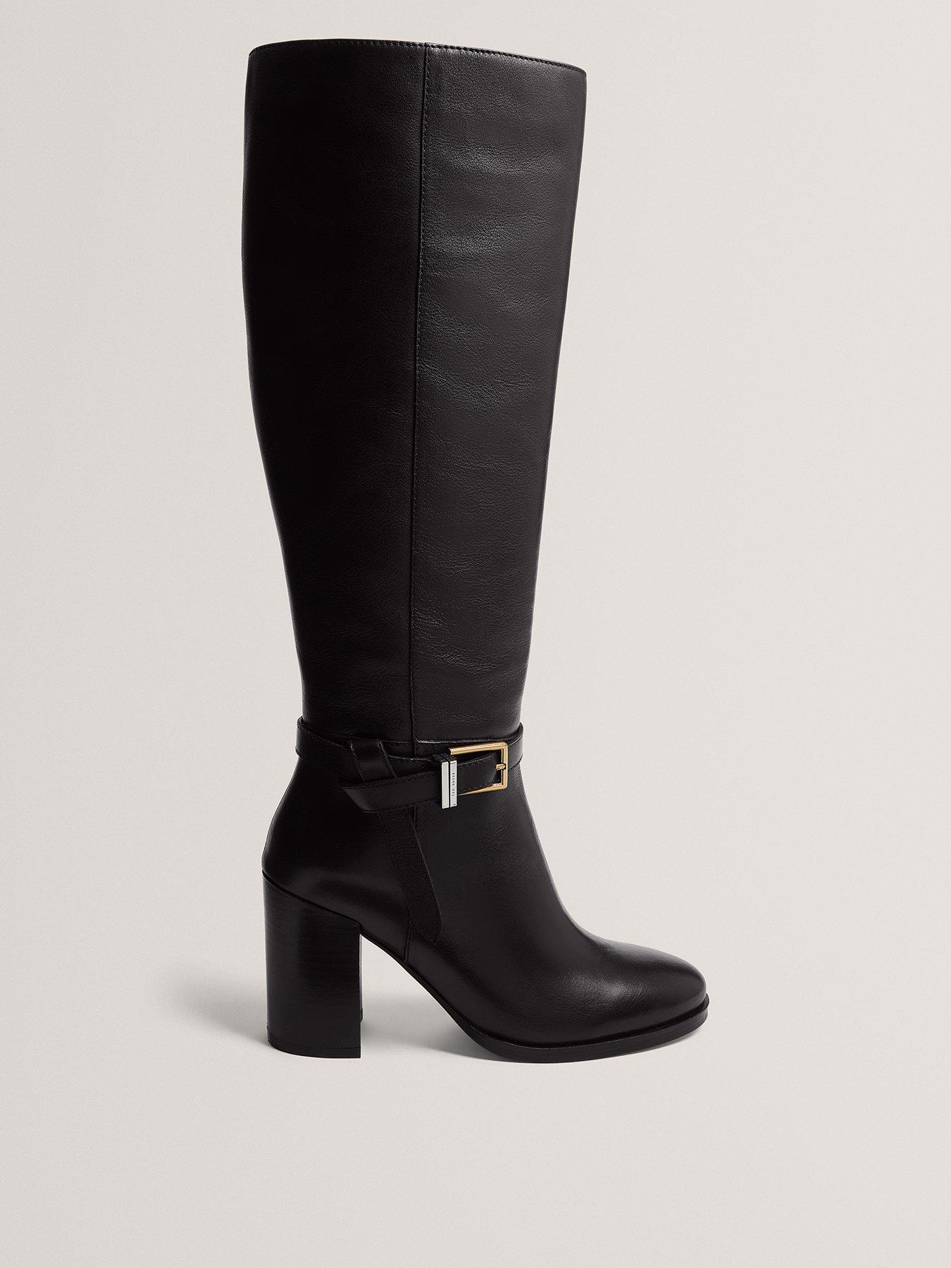 undefined Belt Detail Over Knee Boots - Black