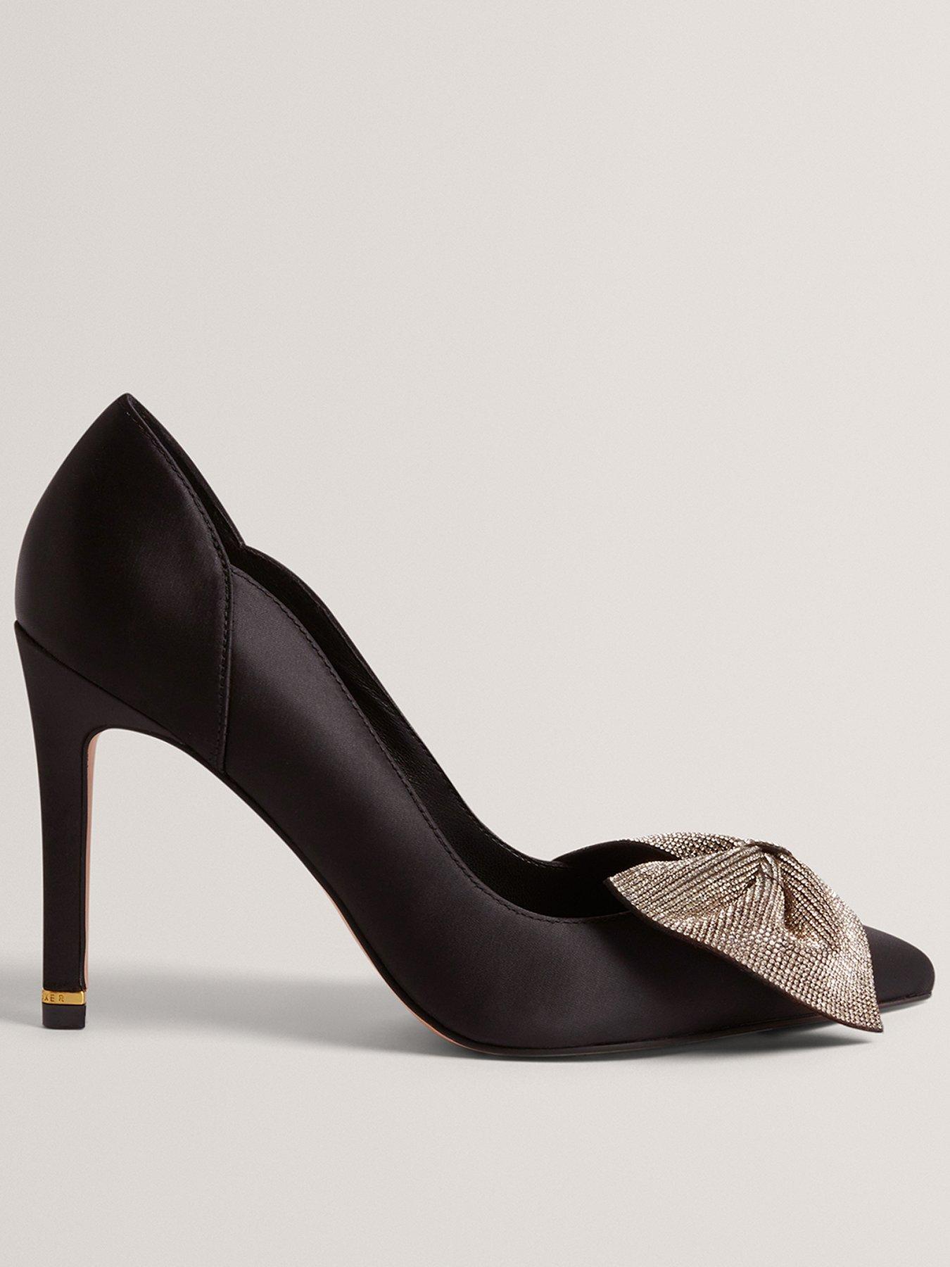 Image 1 of 5 of Ted Baker Bow Embellished Heel Court Shoes - Black