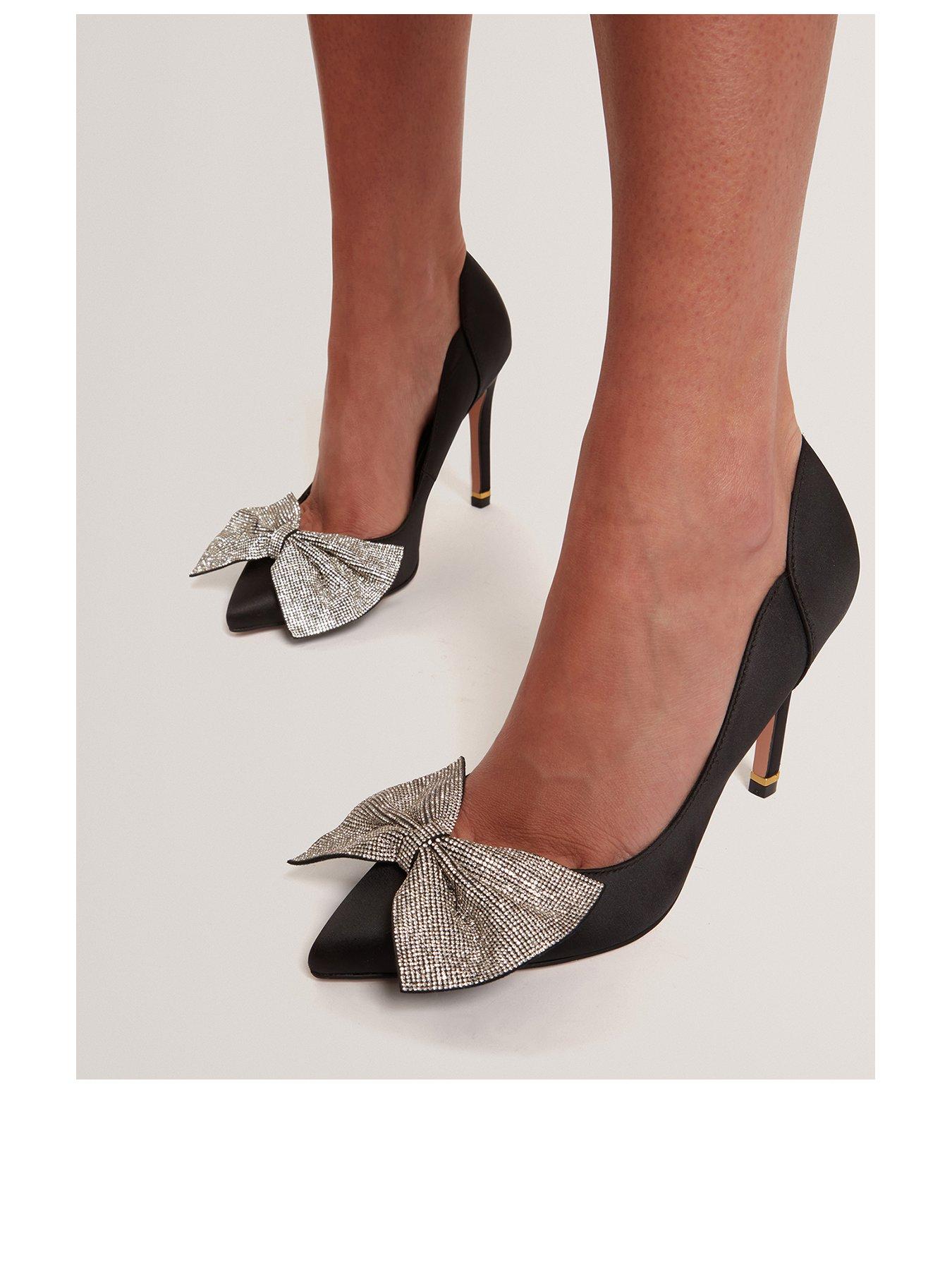 Image 2 of 5 of Ted Baker Bow Embellished Heel Court Shoes - Black