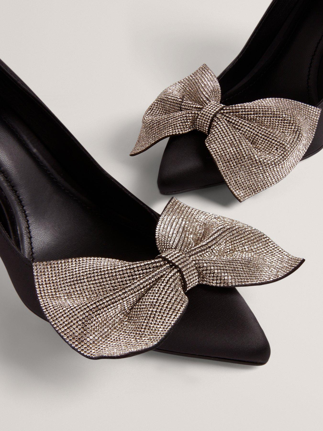 Image 5 of 5 of Ted Baker Bow Embellished Heel Court Shoes - Black
