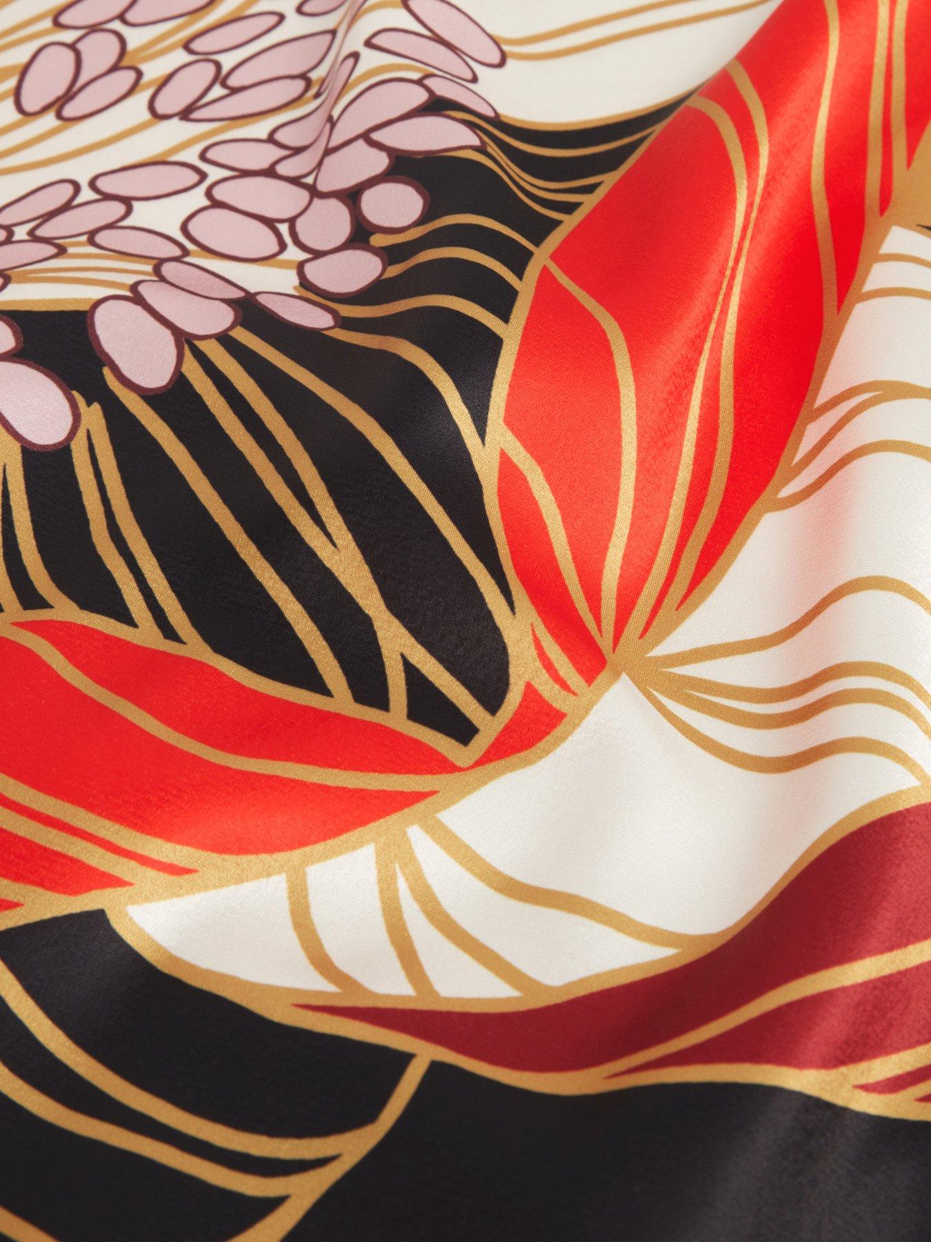  image of ted-baker-print-long-sleeve-midi-dress-black