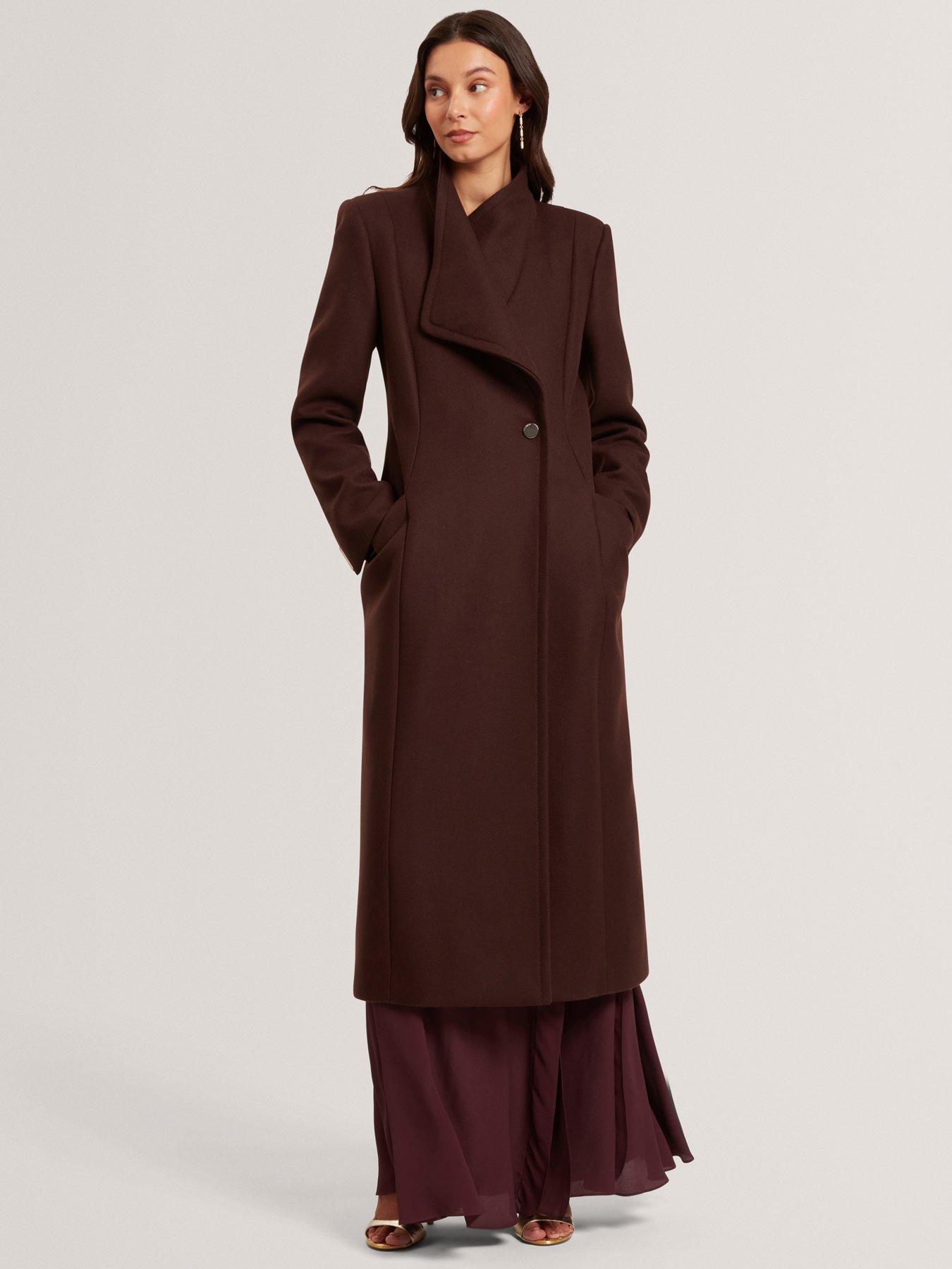 undefined Double Faced Wool Long Sculpted Wrap Coat - Brown