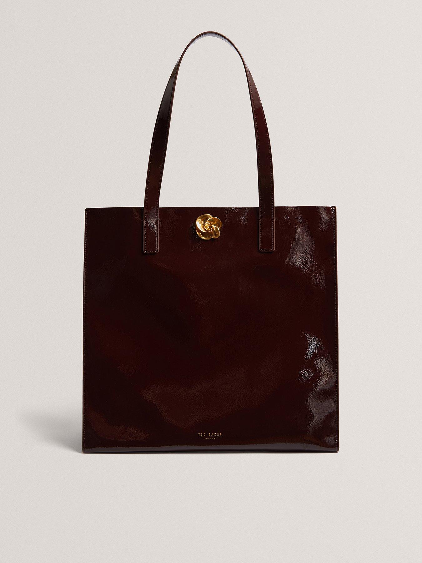  image of ted-baker-rose-detail-crinkle-large-tote-bag-red