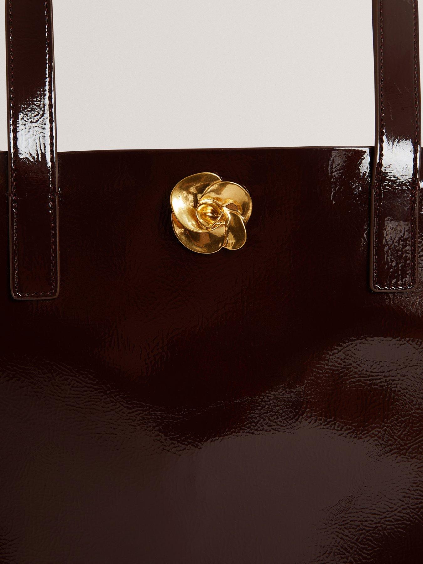  image of ted-baker-rose-detail-crinkle-large-tote-bag-red